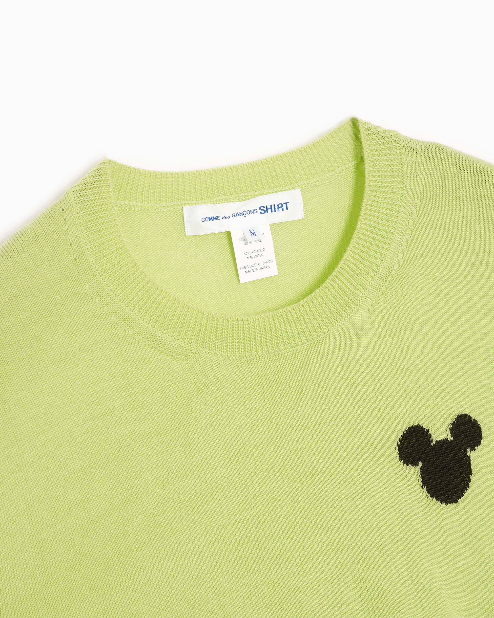 Comme Des Gar ons Shirt Mickey Men s Knit Sweater Verde FK N007
