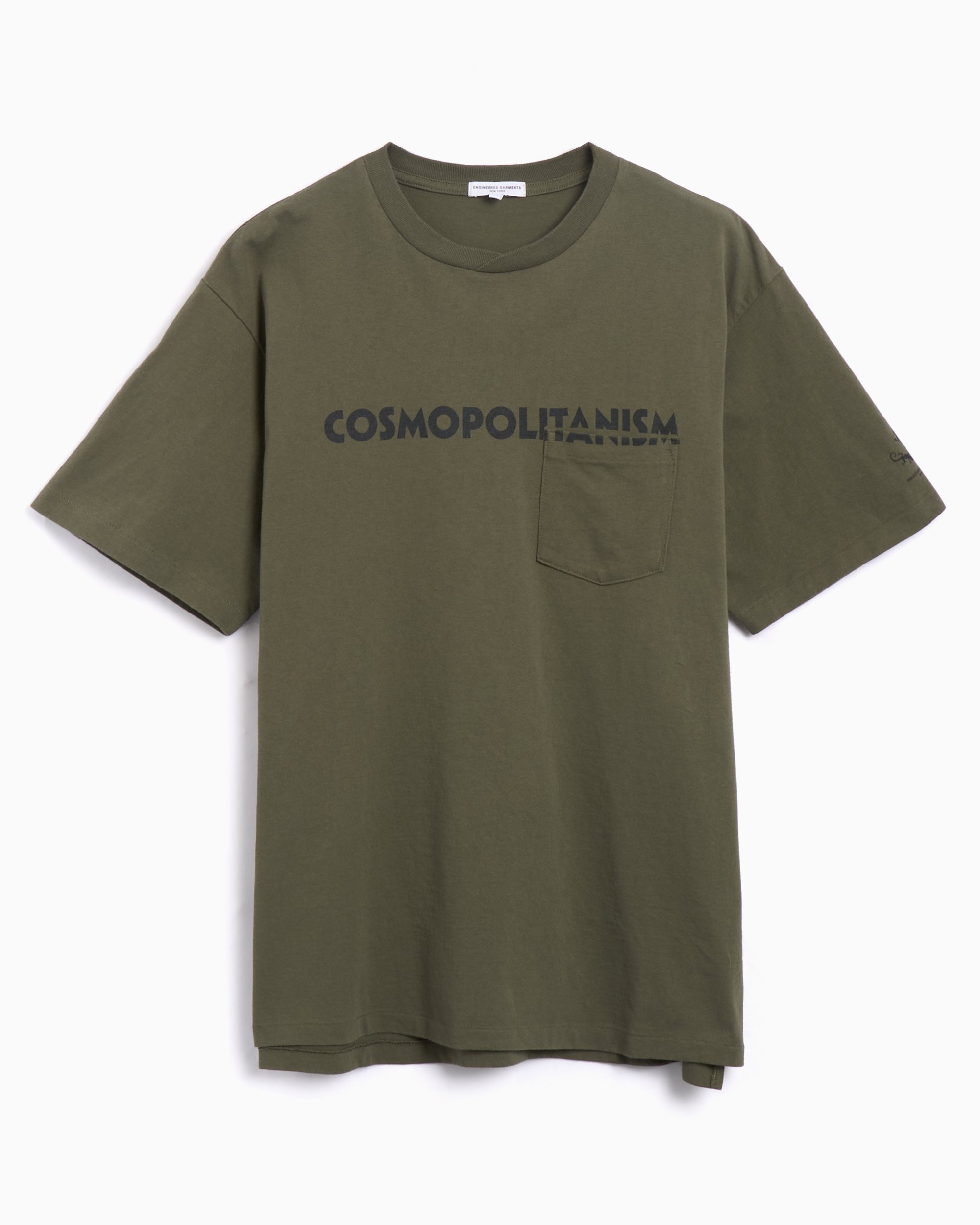 Tシャツ・カットソー ENGINEERED GARMENTS Men T Shirts 23S1H010 GREEN ENGINEERED GARMENTS『Printed Cross Crew Neck T-shirt
