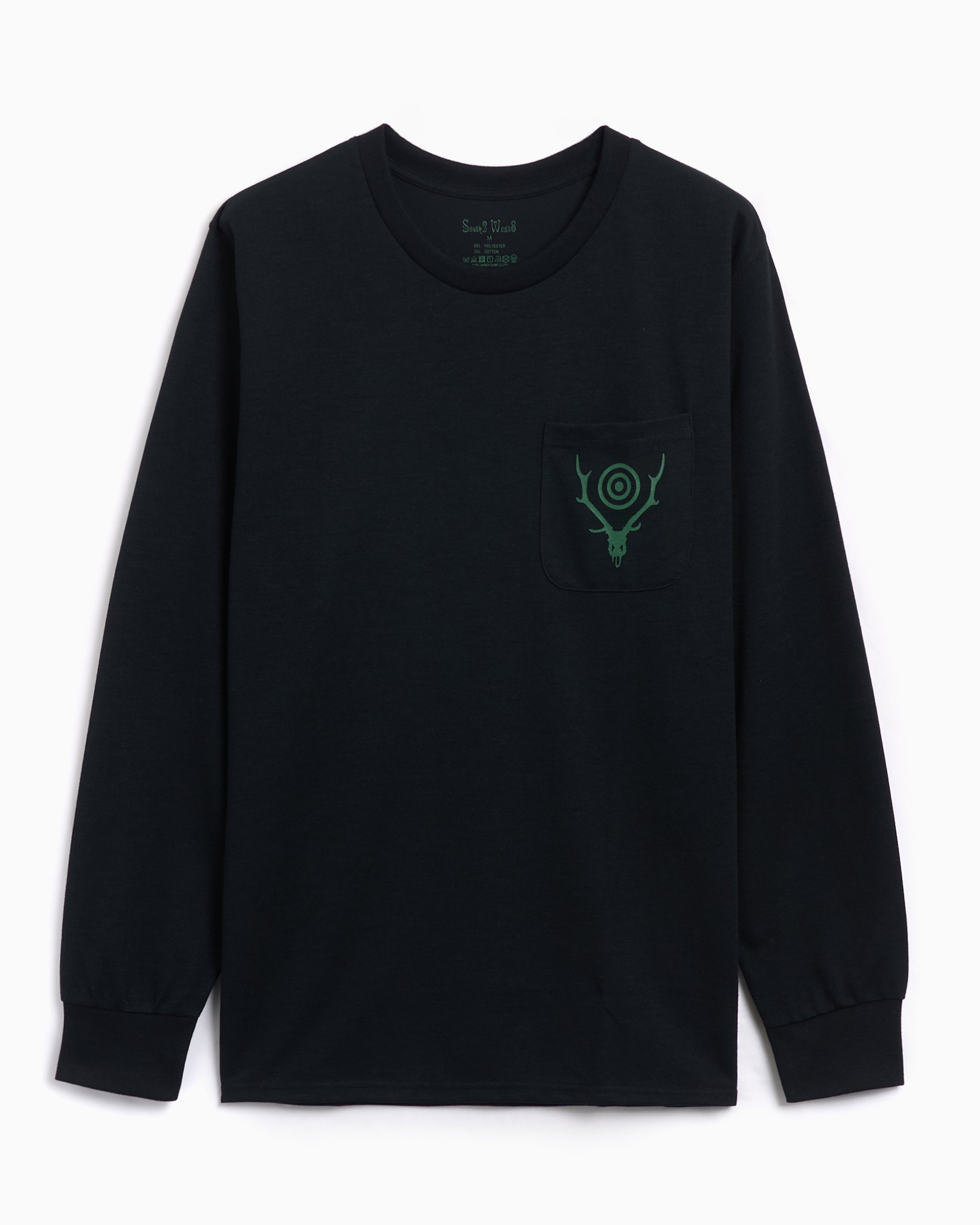 South2 West8 Round Men's Pocket Long Sleeve T-Shirt Black