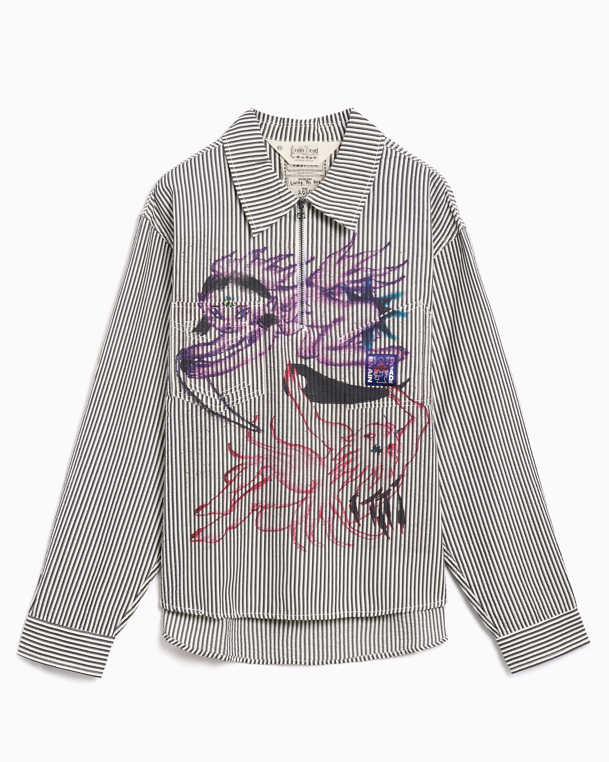 Brain Dead Angel Graphic Half Zipper Men's Shirt Multi