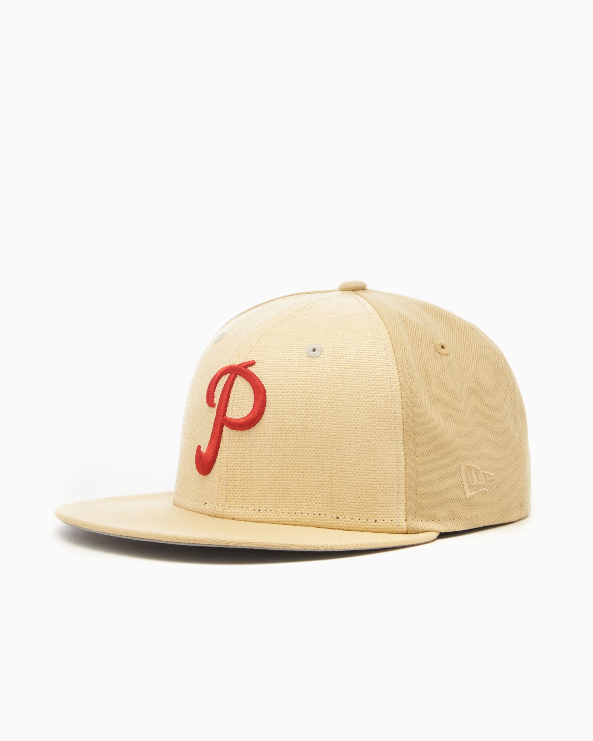 New Era Philadelphia Phillies MLB 59FIFTY Unisex Raffia Front Cap Beige 60417750 FOOTDISTRICT