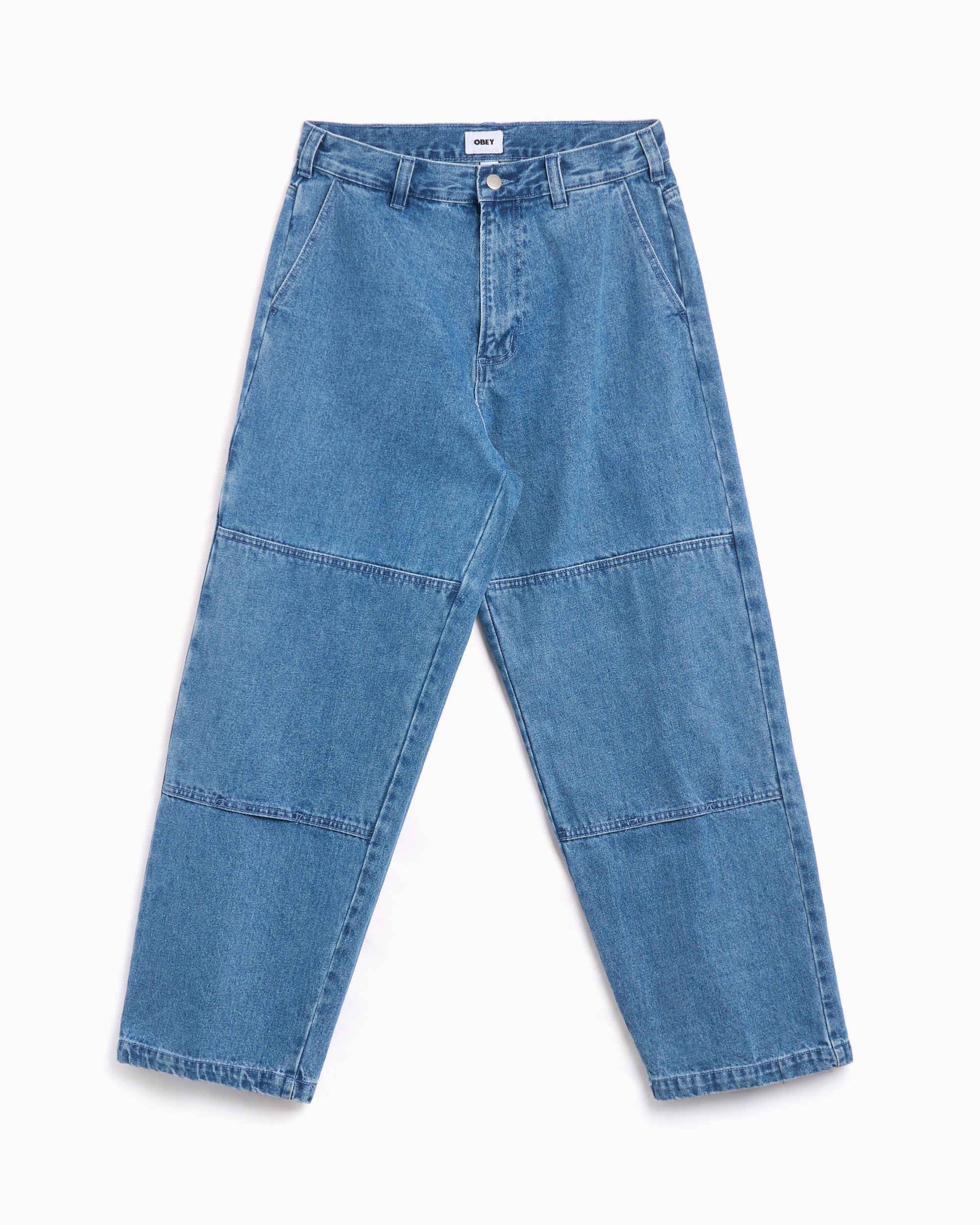 OBEY Clothing Bigwig Double Knee Worker Men's Denim Pants Blue  142010098-LIN | FOOTDISTRICT