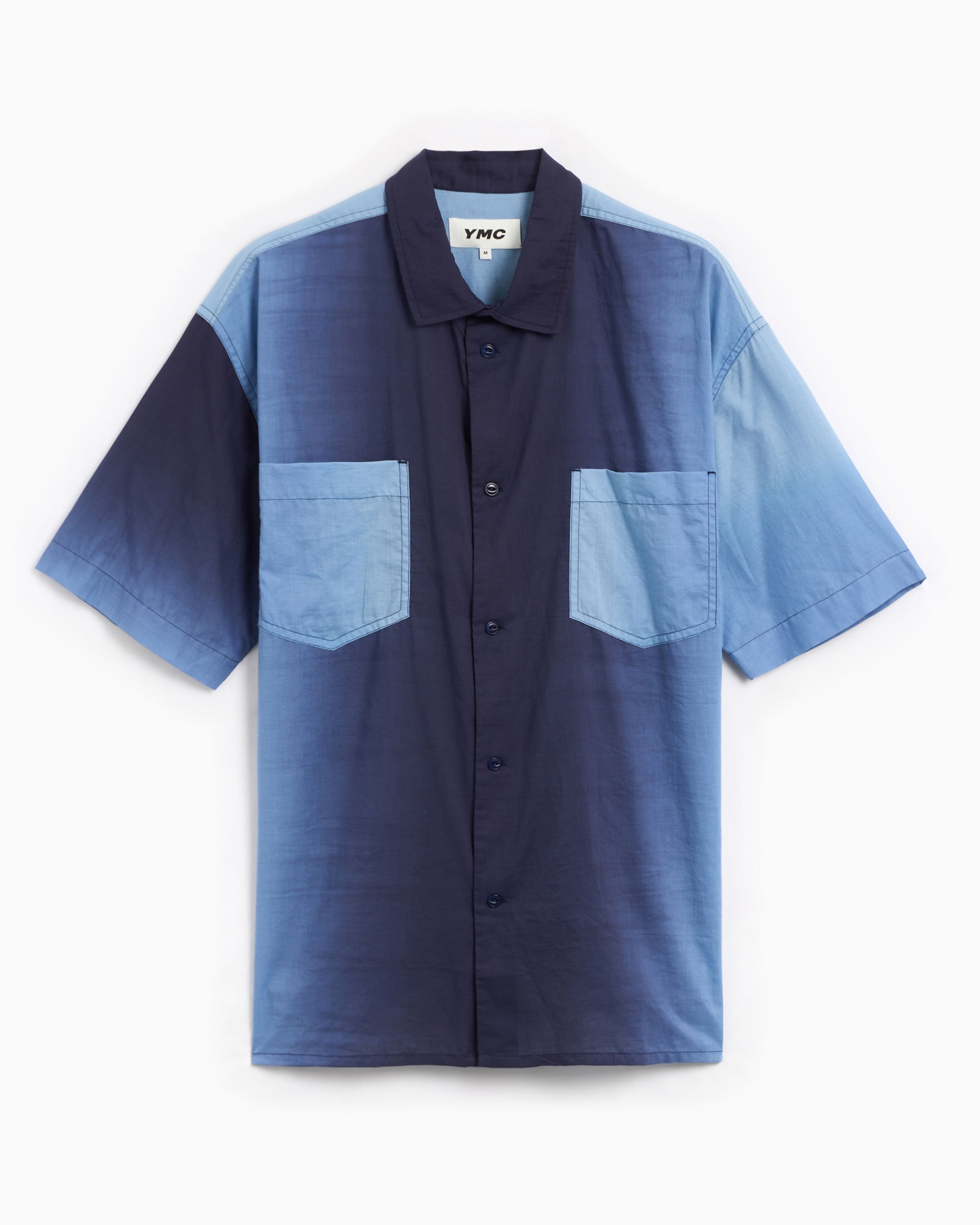YMC Mitchum Men's Short Sleeve Shirt Blue P2WAX-BLUE| FOOTDISTRICT