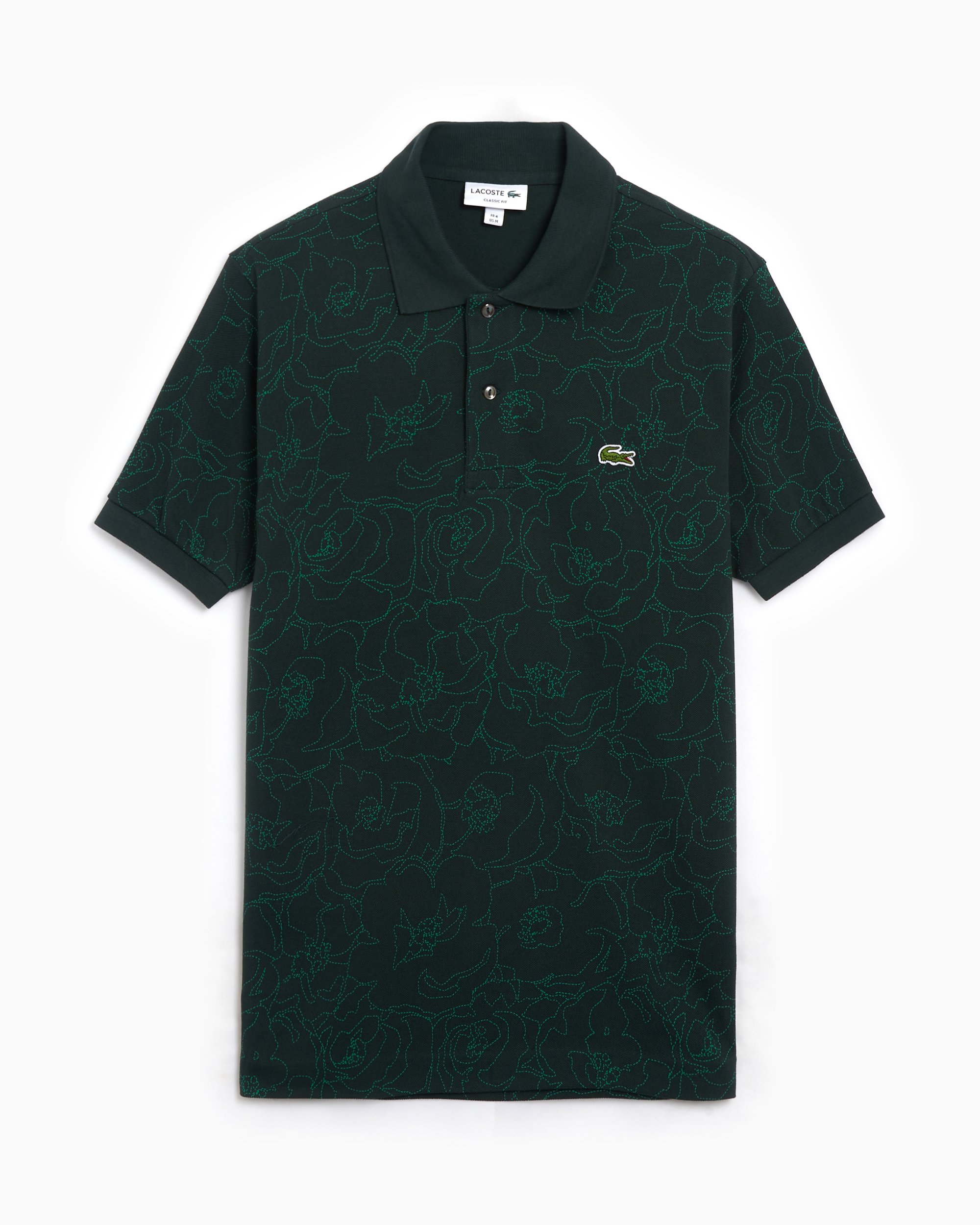 Lacoste Men s Classic Fit Flower Print L.12.12 Polo Shirt Green PH3598 00 YZP FOOTDISTRICT
