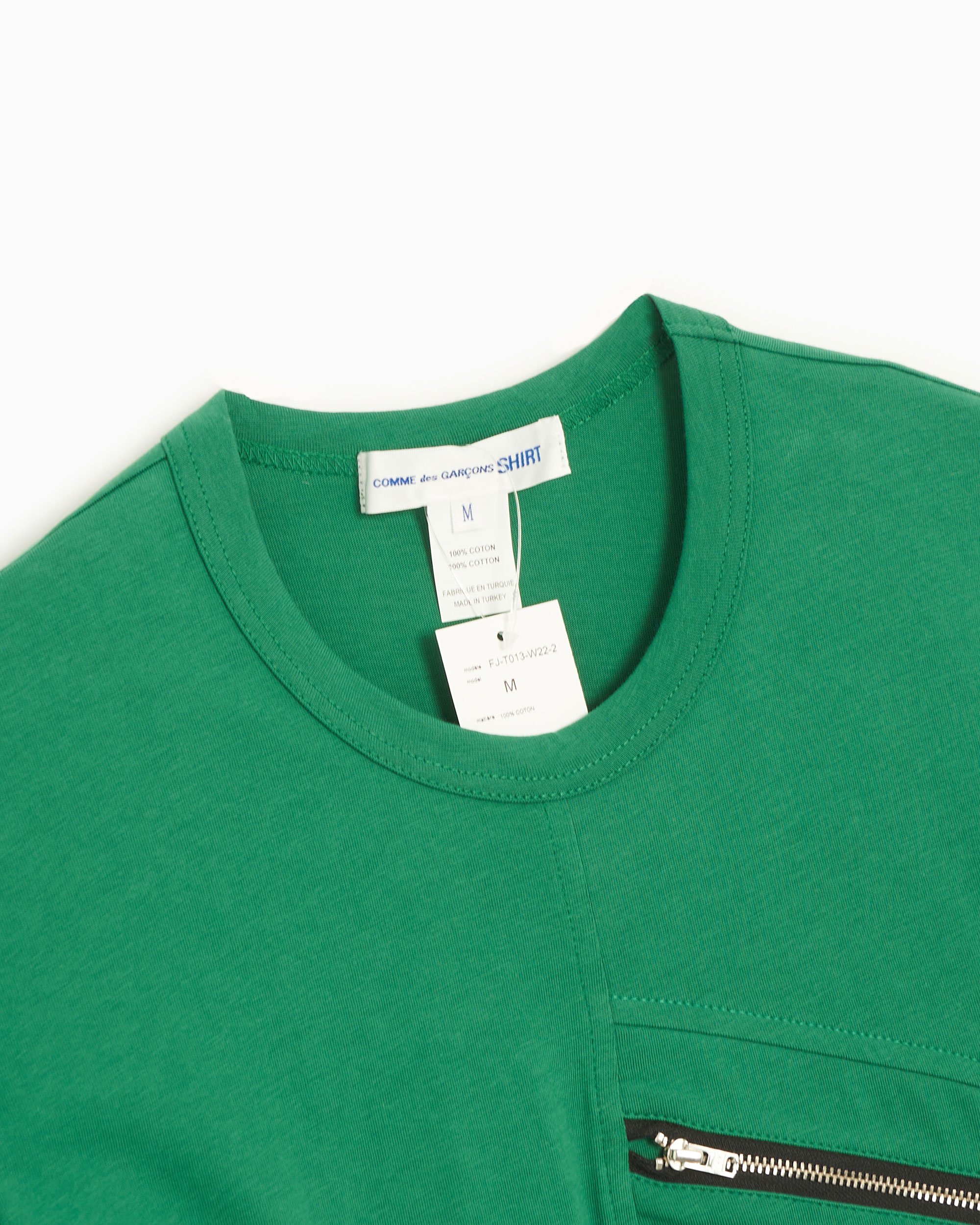 Comme Des Gar ons Shirt Zip Pocket Men s Knit T Shirt Verde FJ