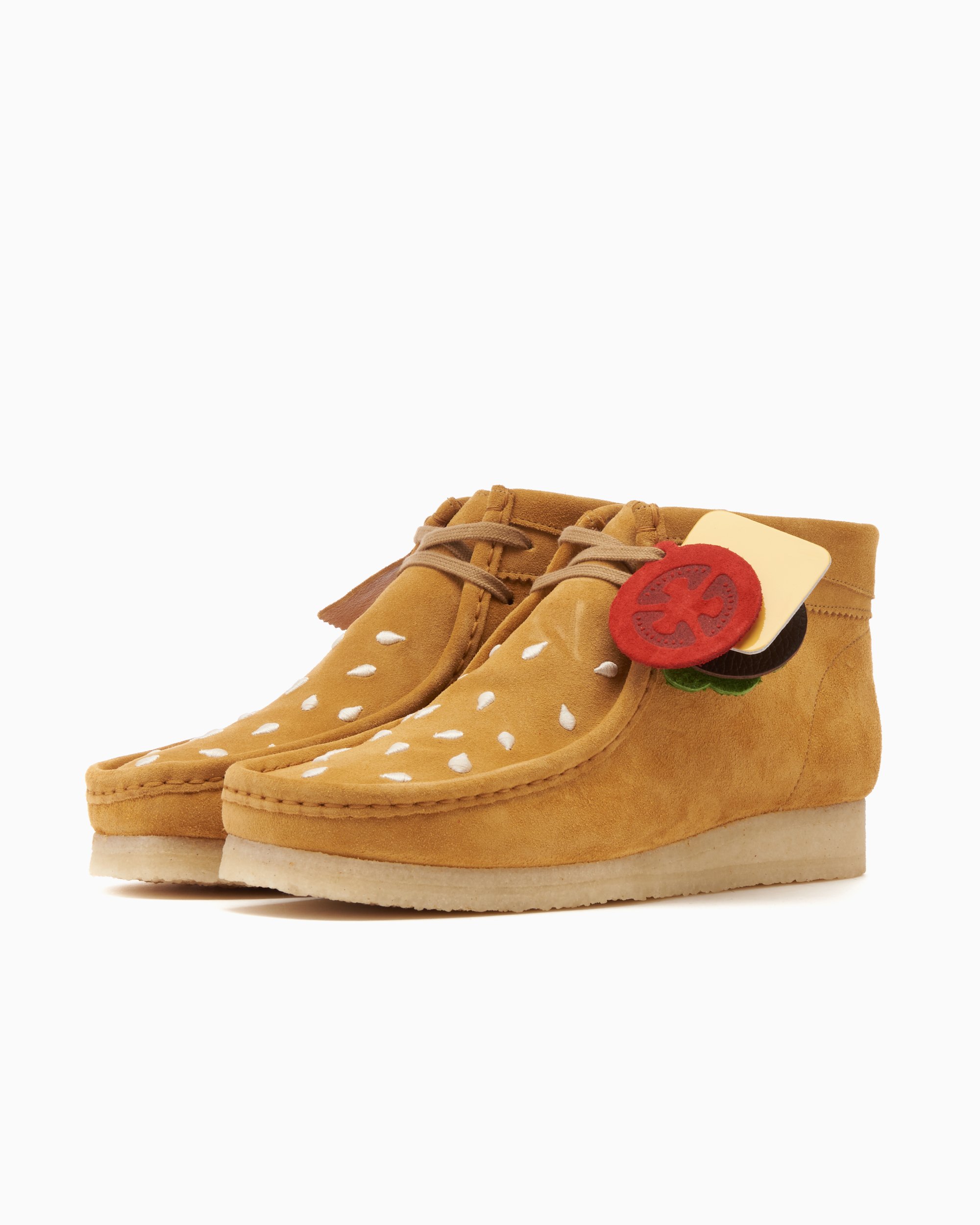 Pink clarks wallabees sale
