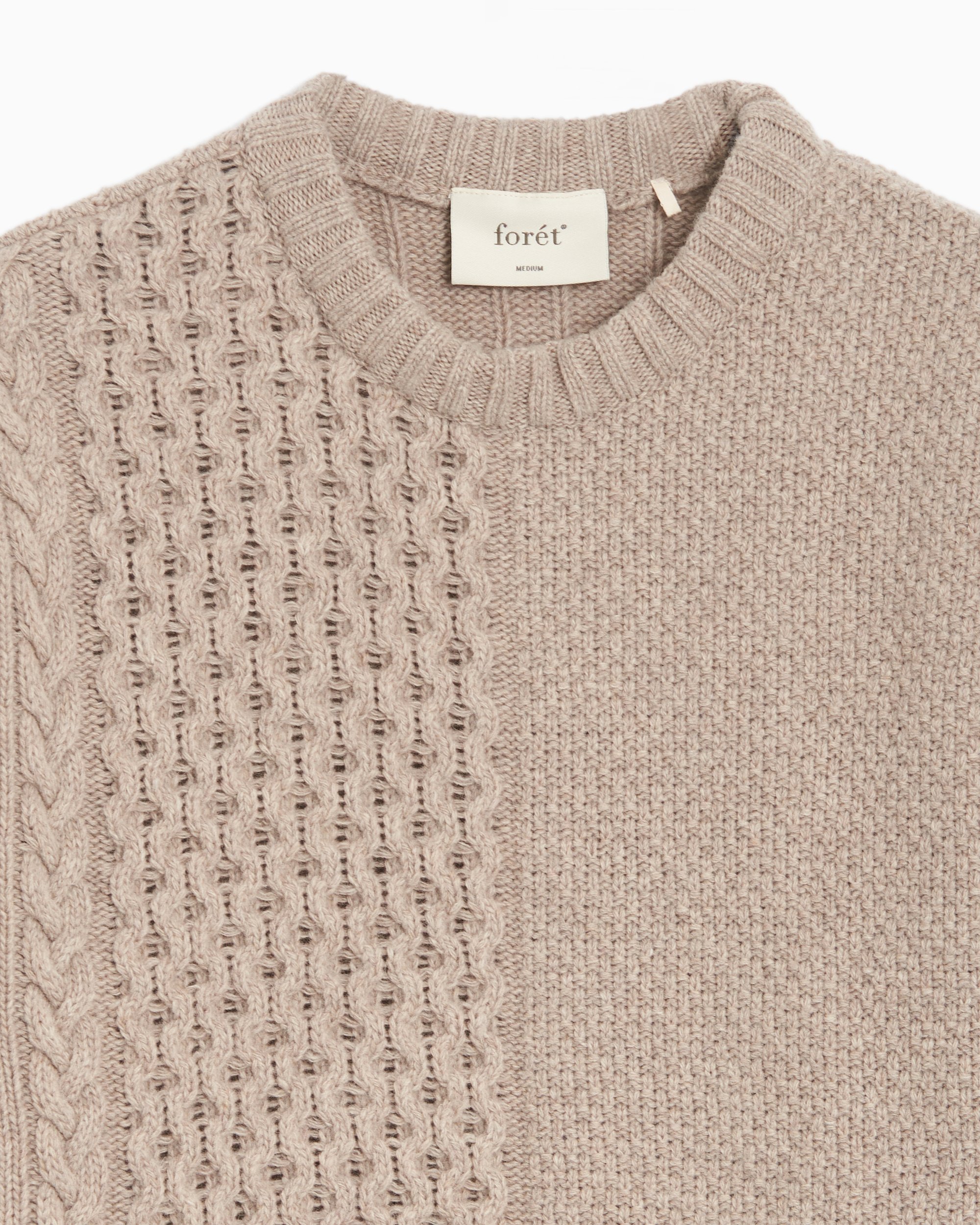 最高の品質 Men's Hybrid forét Cable F4099-KHAKI Beige Sweater Knit トップス