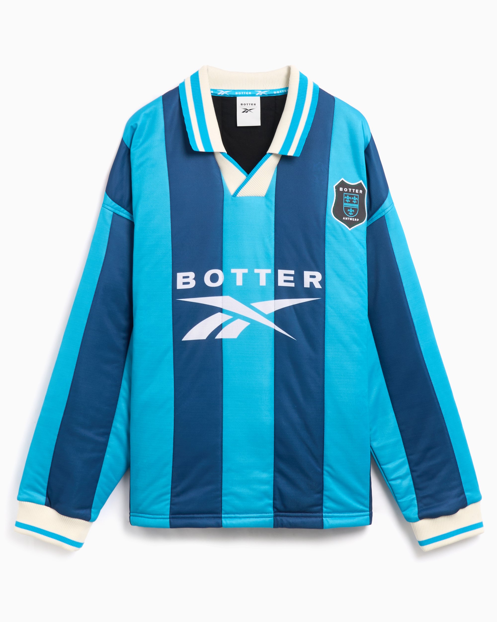 Reebok x Botter Men s Padded Long Sleeve Polo Jersey Bleu RMGC002C99JER0014049 FOOTDISTRICT