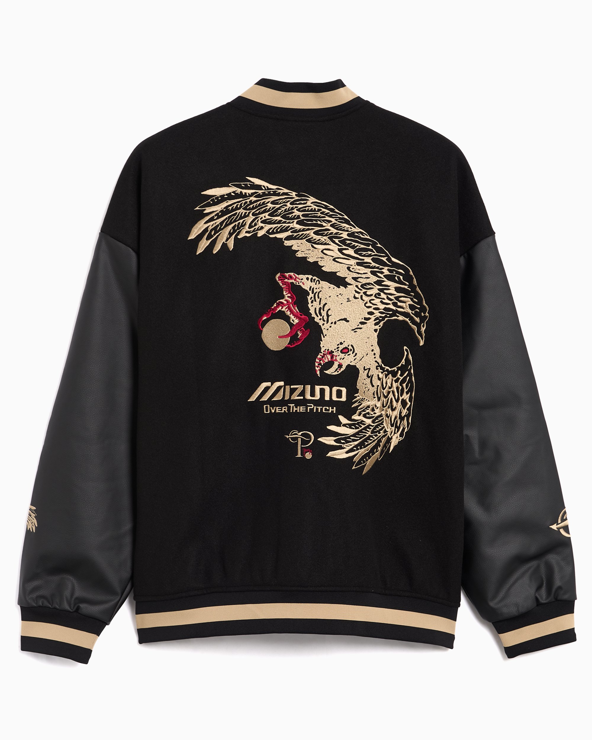 OVER THE PITCH x Mizuno Varsity Logo Men's Varsity Jacket Black