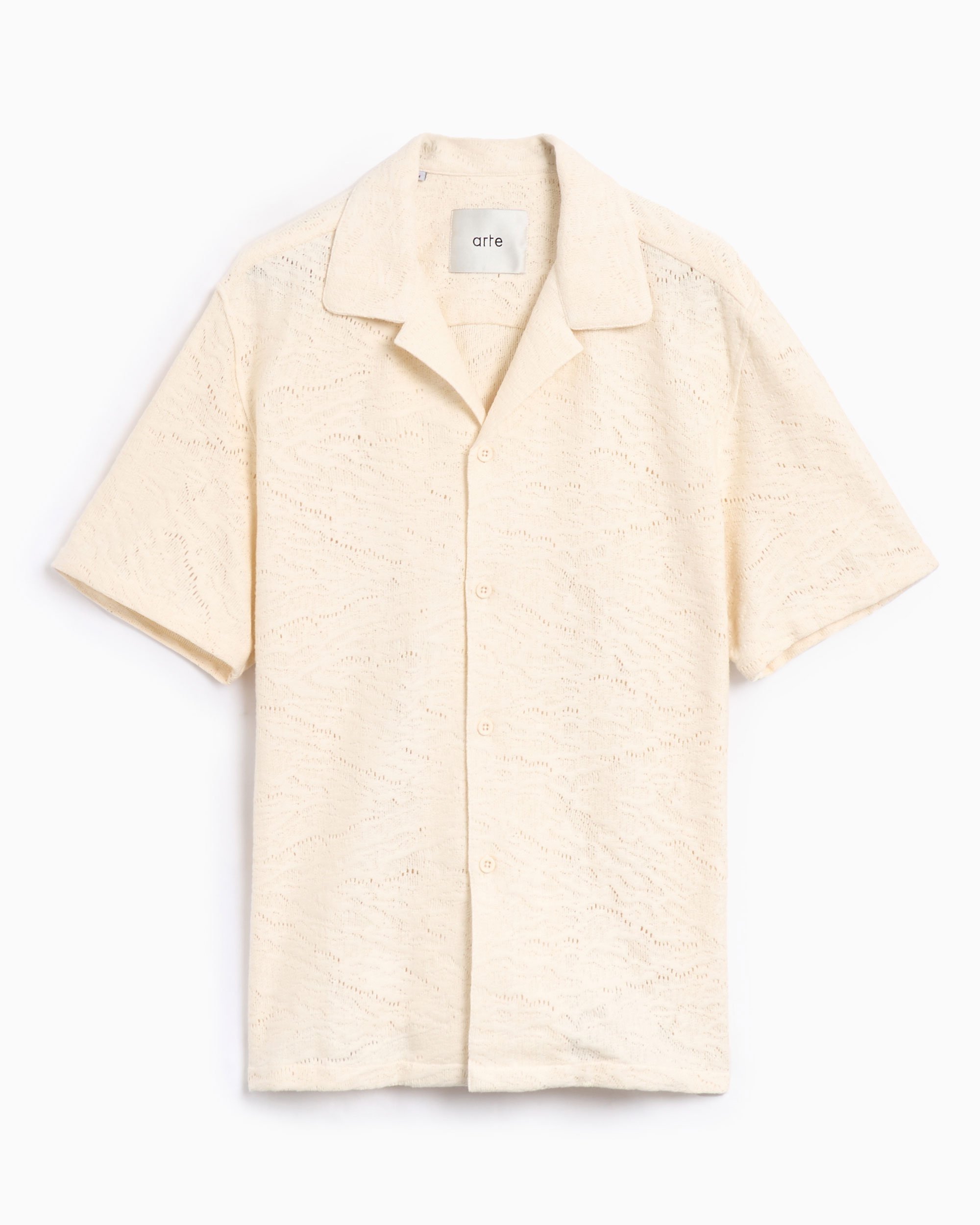 Arte Antwerp Crochet Men's Short Sleeve Shirt Beige SS25