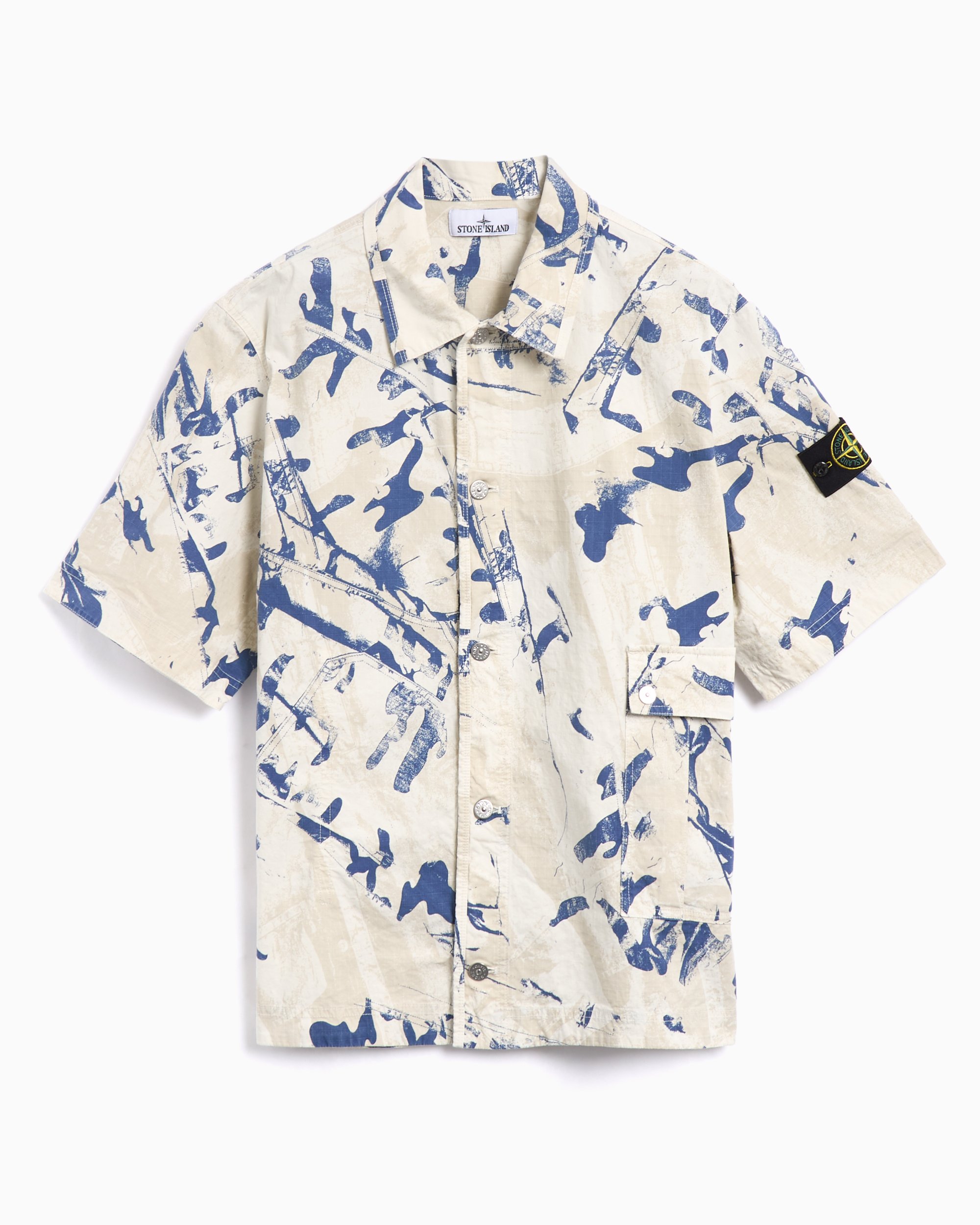 早割チケット Sleeve Short Island Stone Regular Beige Shirt Men's トップス