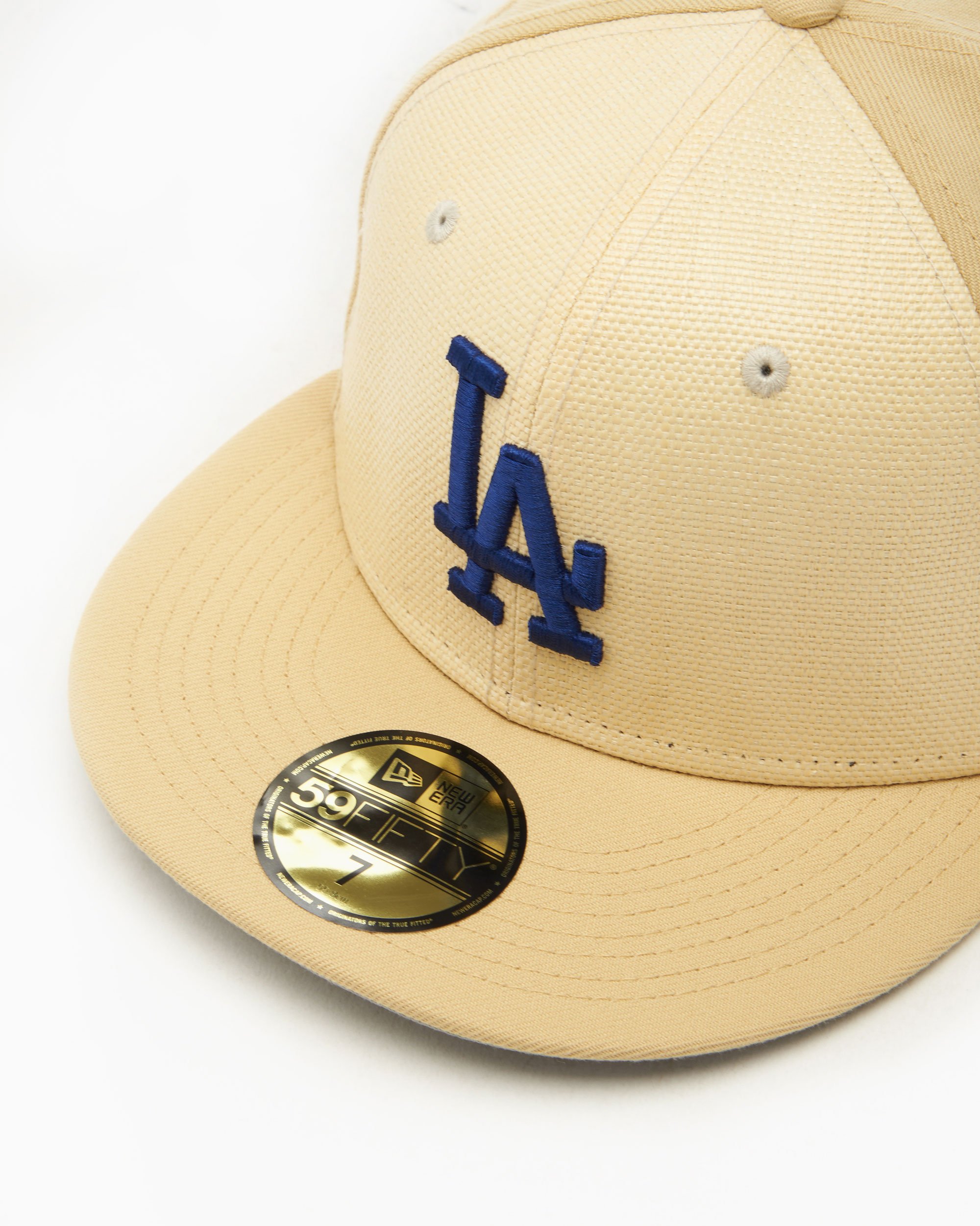 New Era LA Dodgers MLB 59FIFTY Unisex Raffia Front Cap Beige 60417752 FOOTDISTRICT