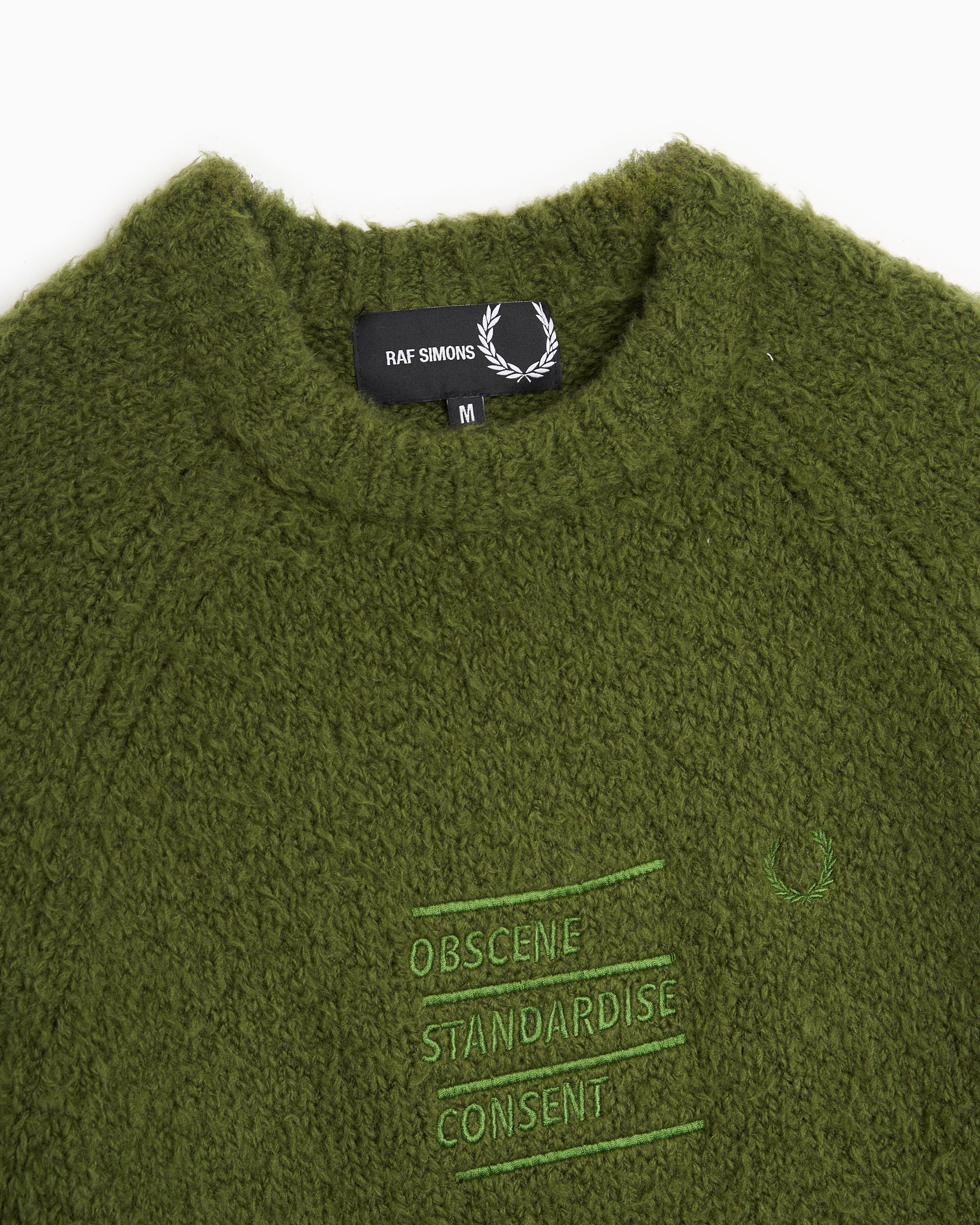 Fred Perry x Raf Simons Fluffy Men's Knit Sweater Green SK6518-M26 |  FOOTDISTRICT