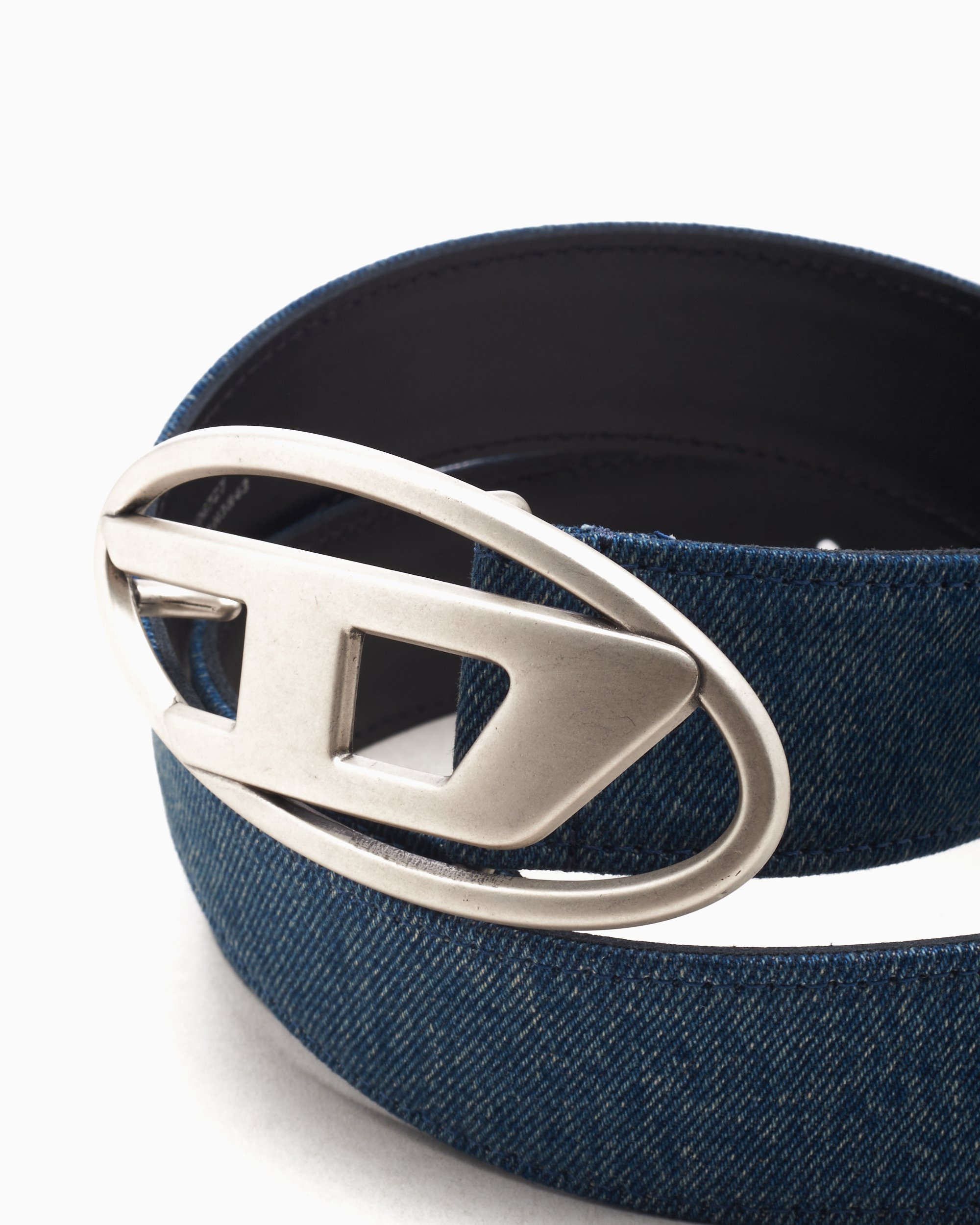 小物 DIESEL OVAL D LOGO B-1DR BELT DIESEL Oval D Logo B-1DR silver buckled leather belt - Black