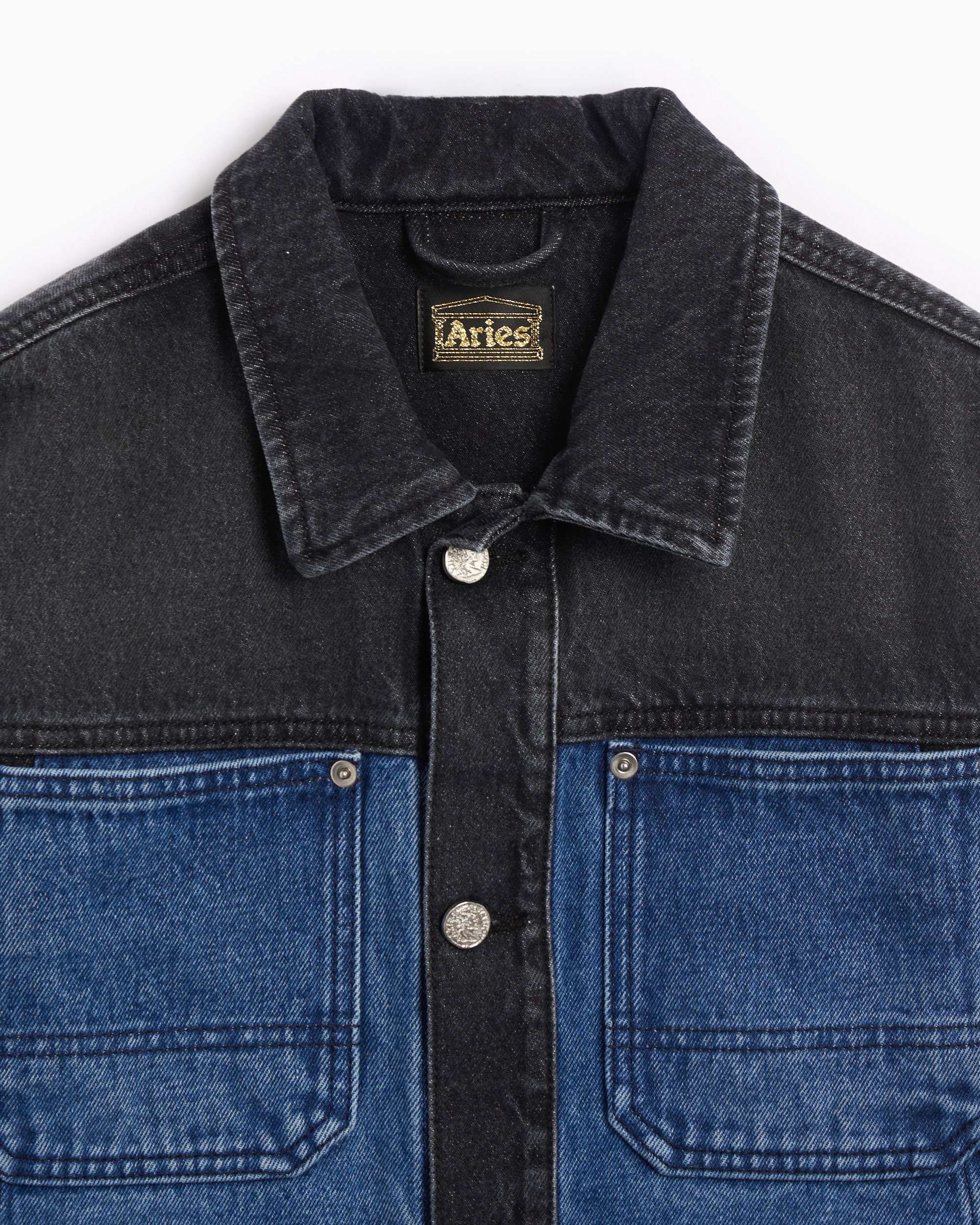 Aries Colourblocked Men's Denim Work Jacket Black, Blue SUAR70305X