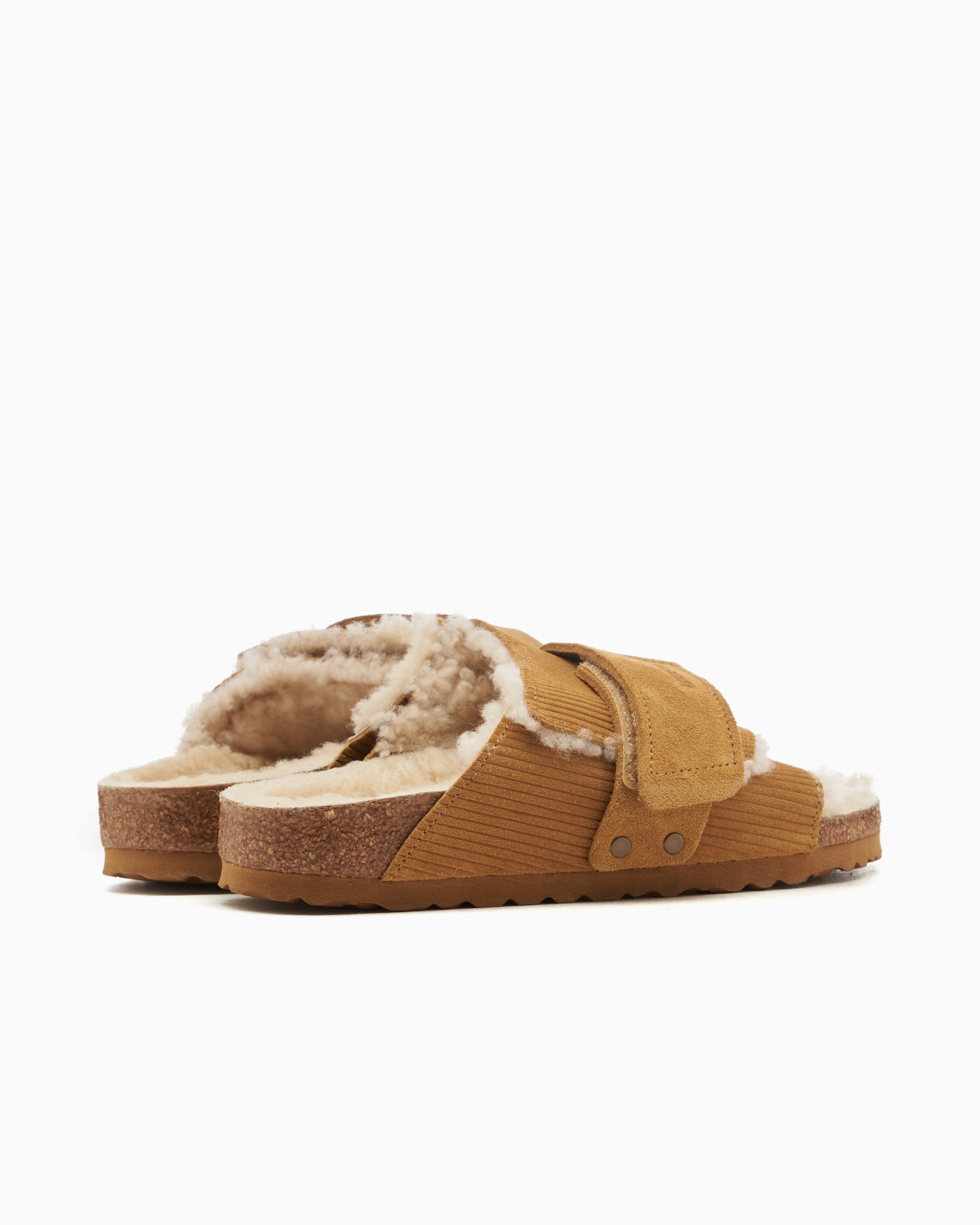 BIRKENSTOCK Kyoto Shearling Suede Leather Narrow Brown
