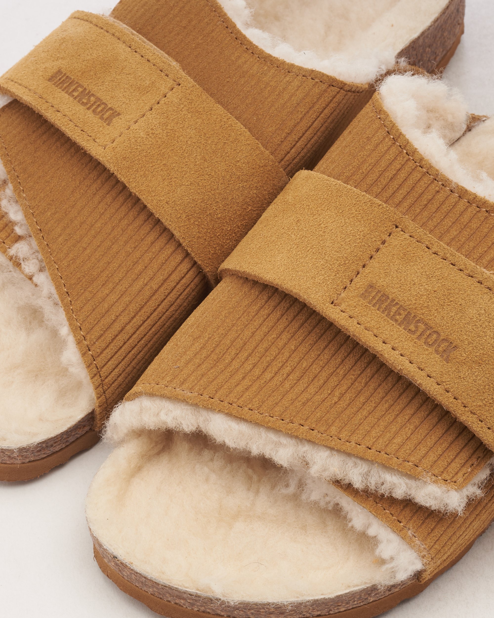 BIRKENSTOCK Kyoto Shearling Suede Leather Narrow Brown