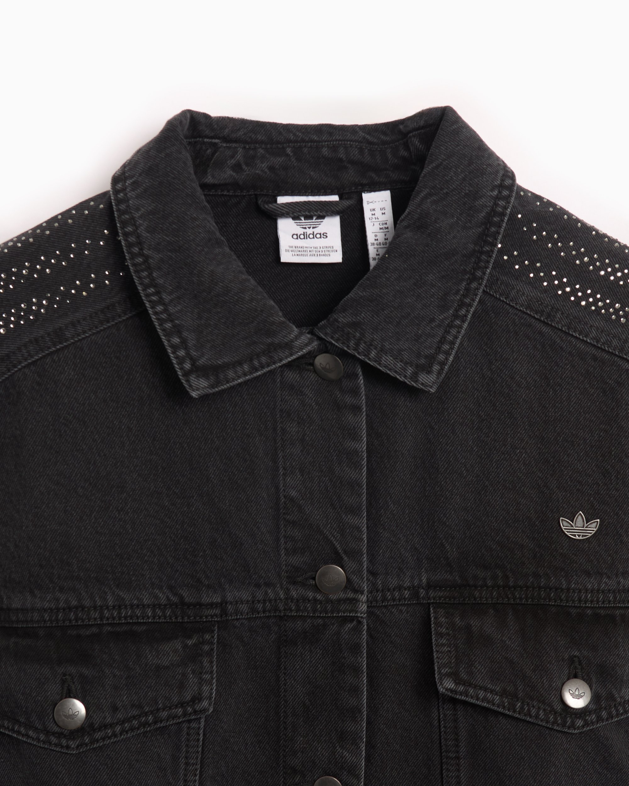 adidas Originals Atlanta Rhinestone Women s Denim Jacket Schwarz IW3103 FOOTDISTRICT