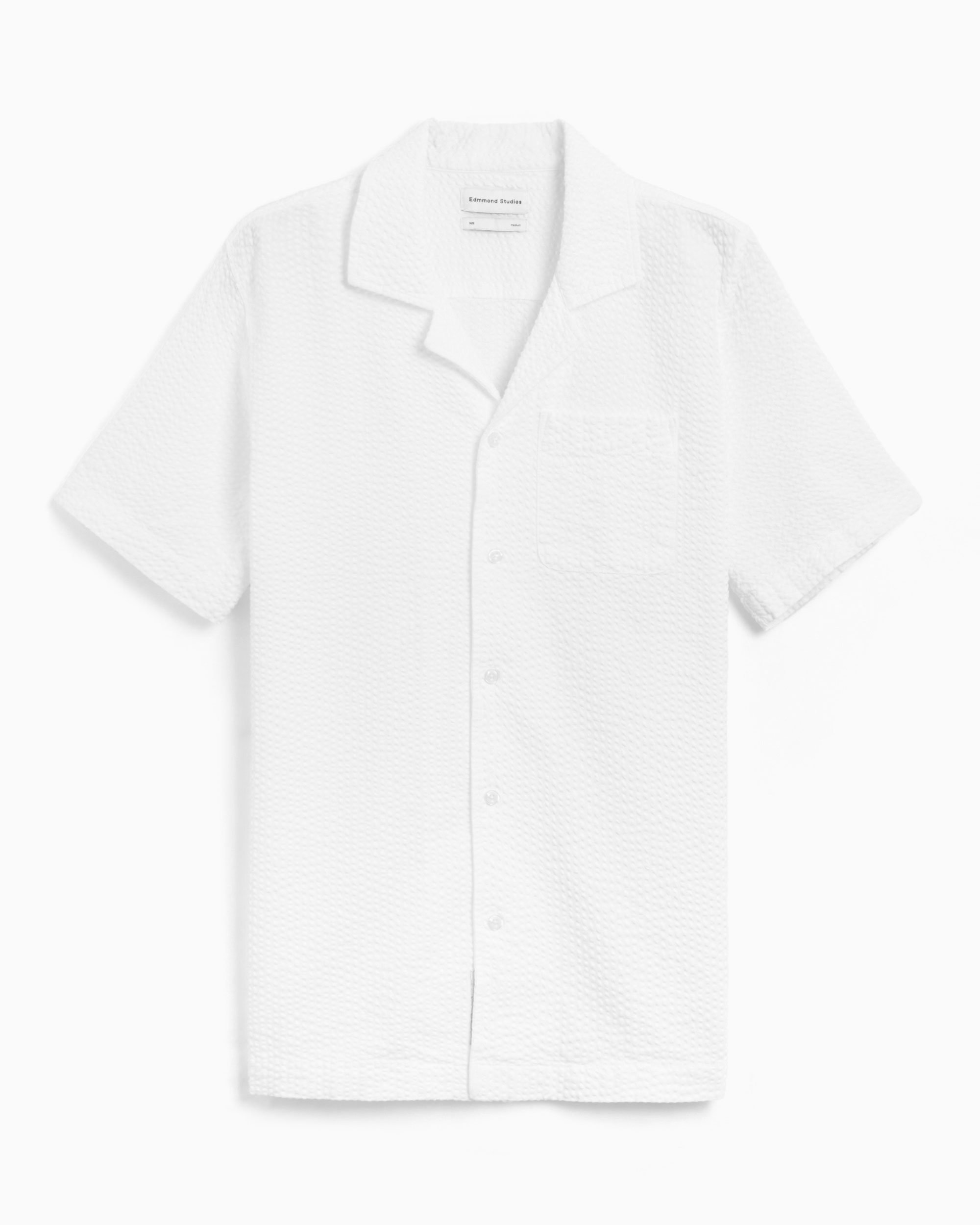 Edmmond Studios Seersucker Men's Short Sleeve Shirt White