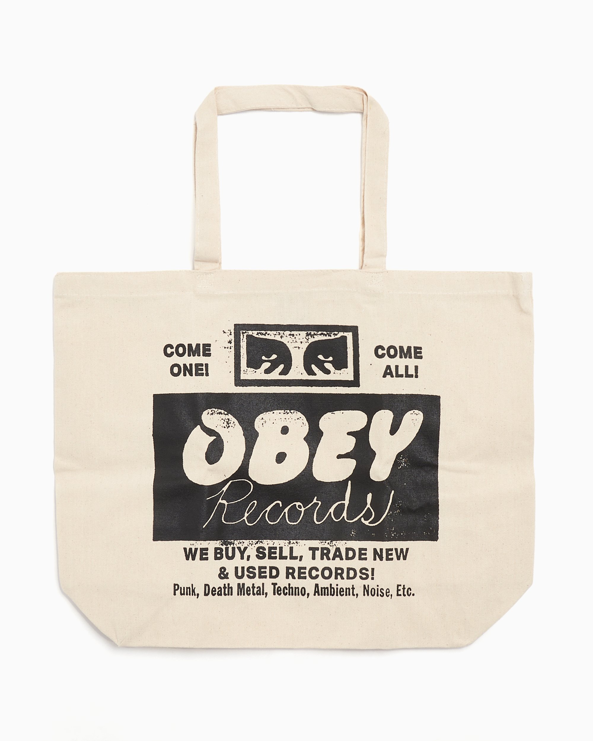 OBEY Clothing Obey Records Unisex Tote Bag White 100553981 NAT FOOTDISTRICT