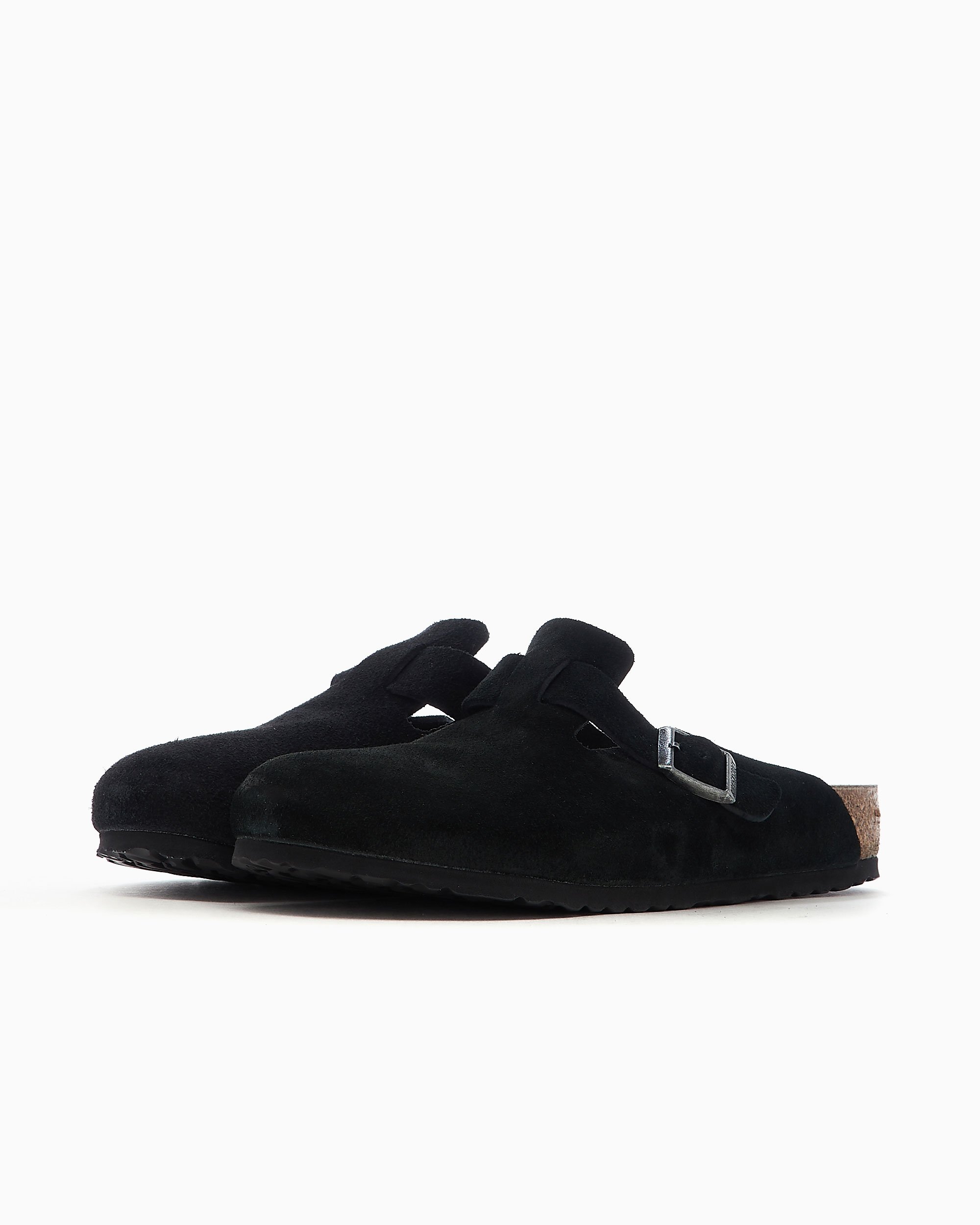 BIRKENSTOCK Boston Suede Leather Regular Black 1027142