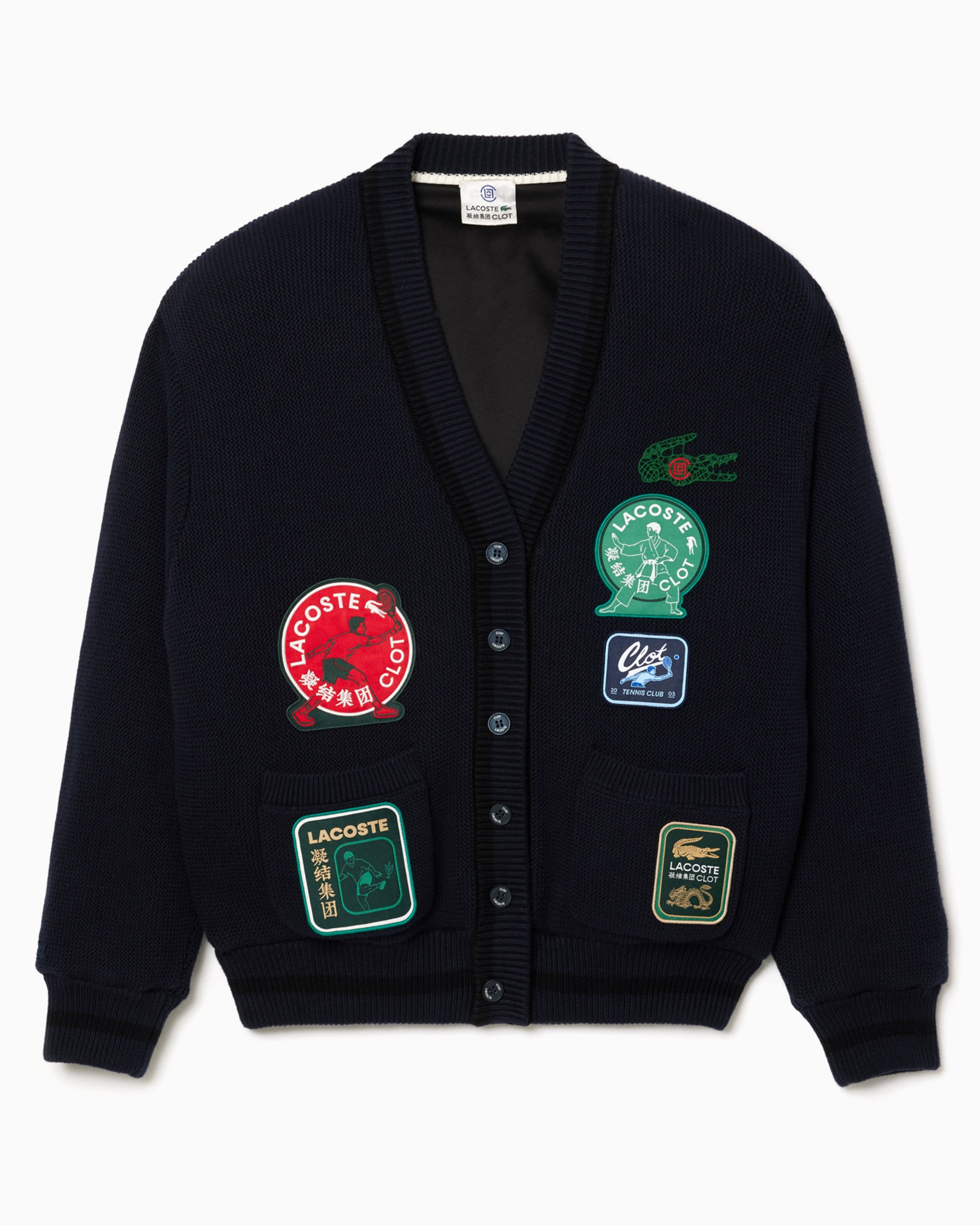 Lacoste x CLOT Men s Reversible Cardigan Black AH3178 00 166 FOOTDISTRICT