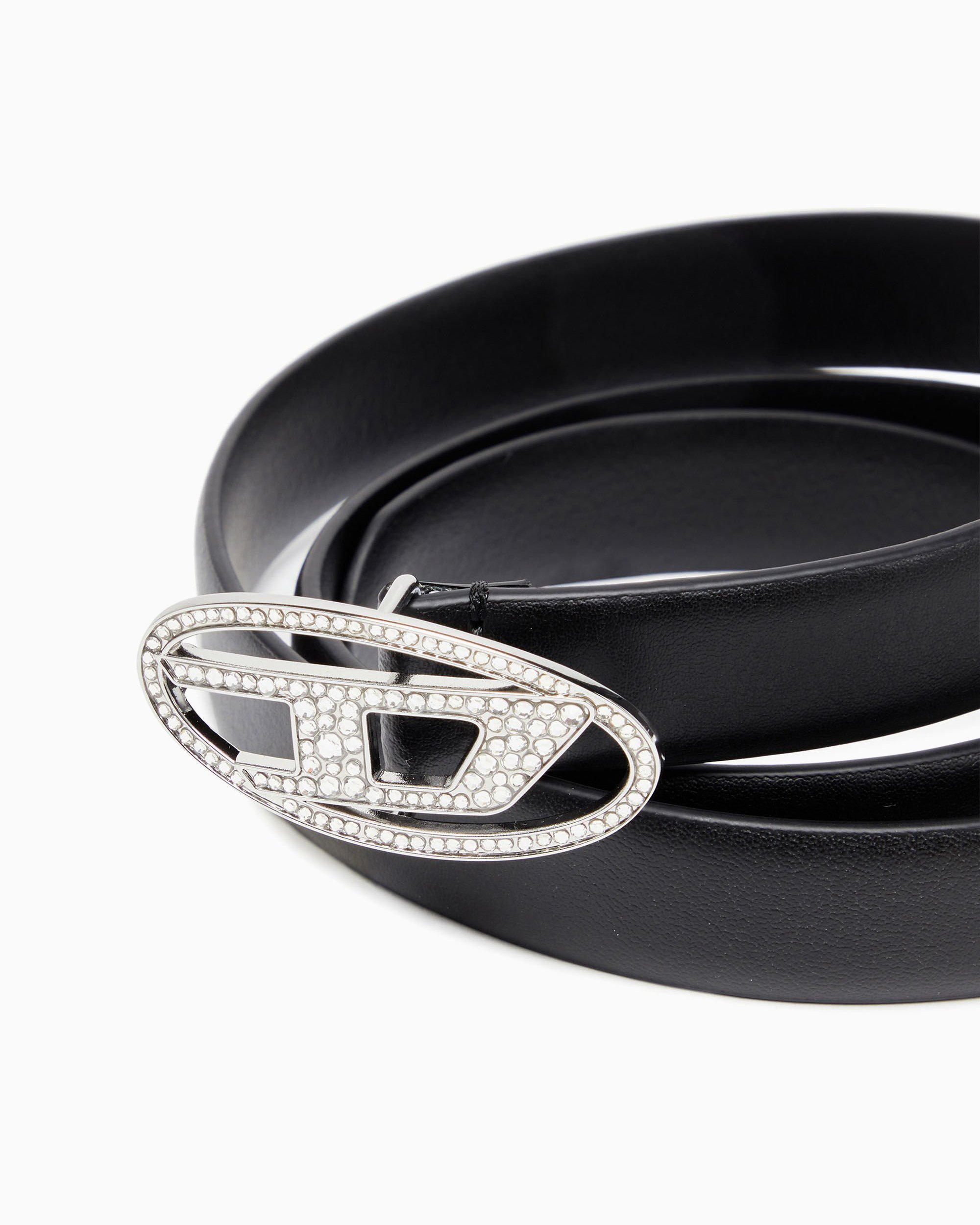 Diesel Oval D Logo B-1DR-Layer Strass Belt Negro X10305