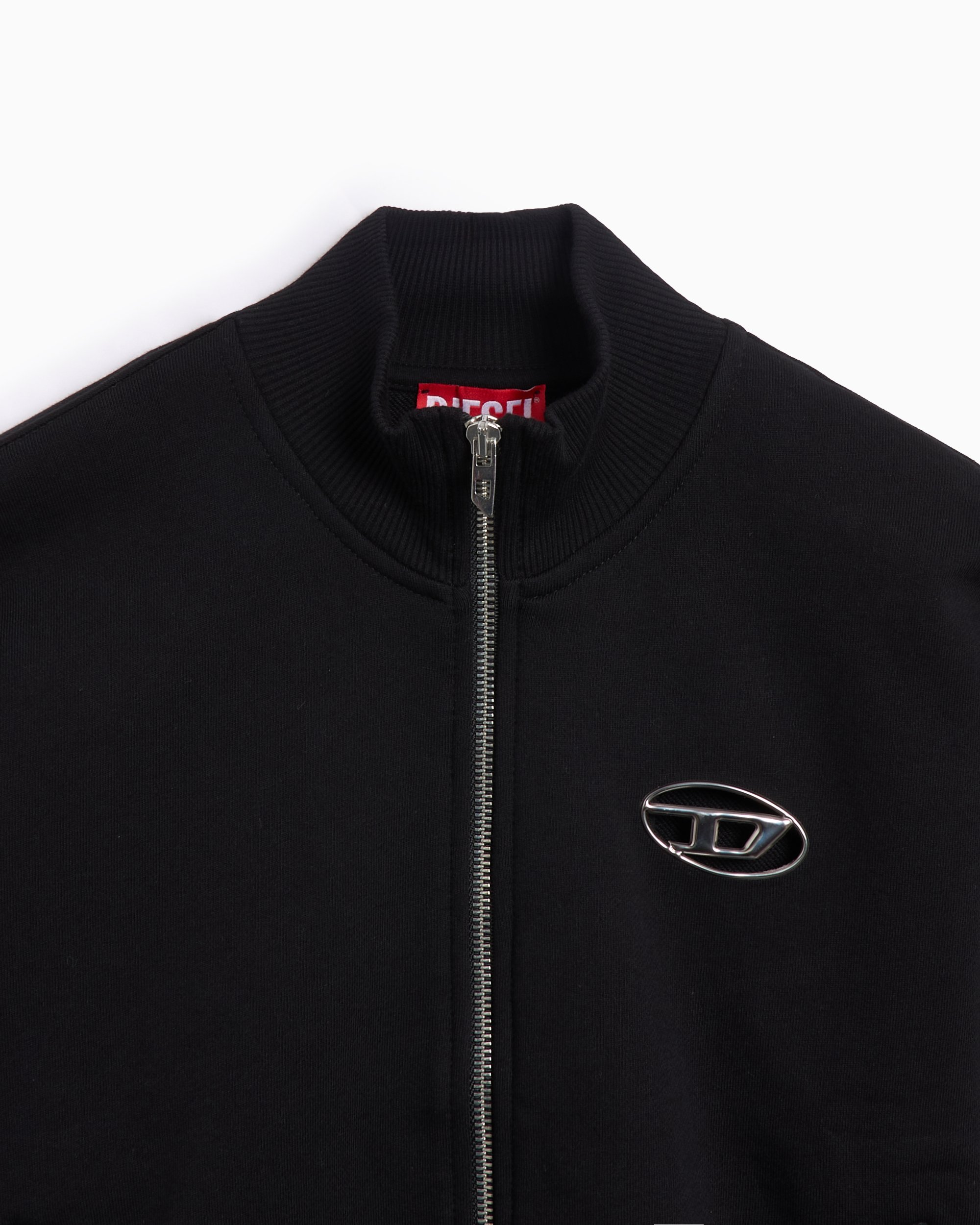 交換無料！ Zip-Up Women's Crop Diesel Sweatshirt A16842-0BMBJ-9XX Black トップス
