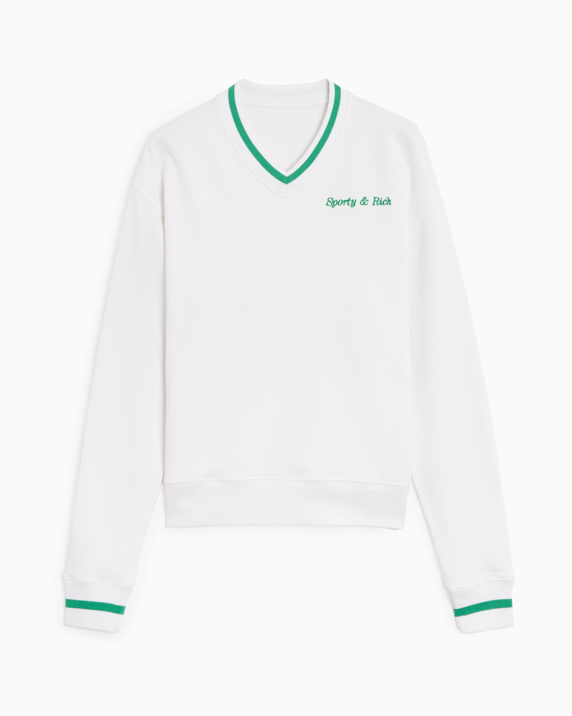 Sporty & Rich Classic Logo Embroidered V-Neck Women's Sweater