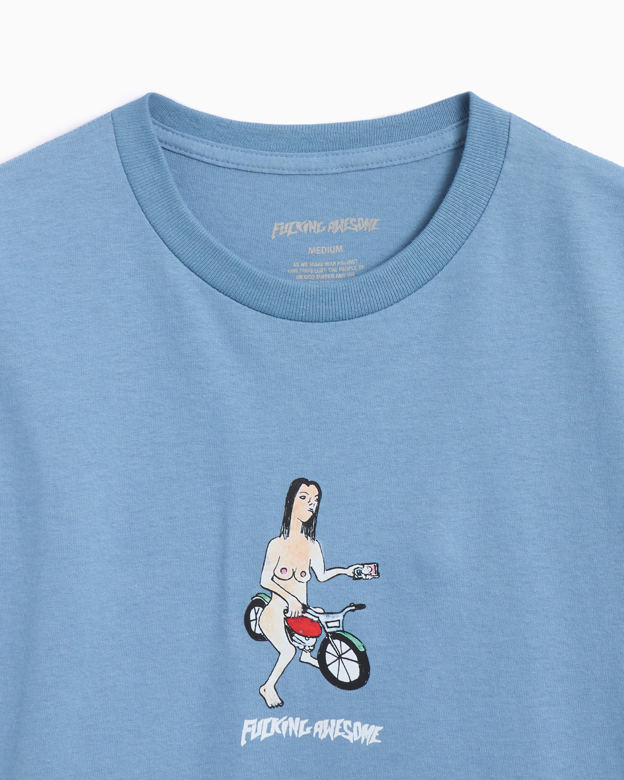 通販でクリスマス Girl Bike Awesome Fucking Men's PN25332 Blue T-Shirt トップス