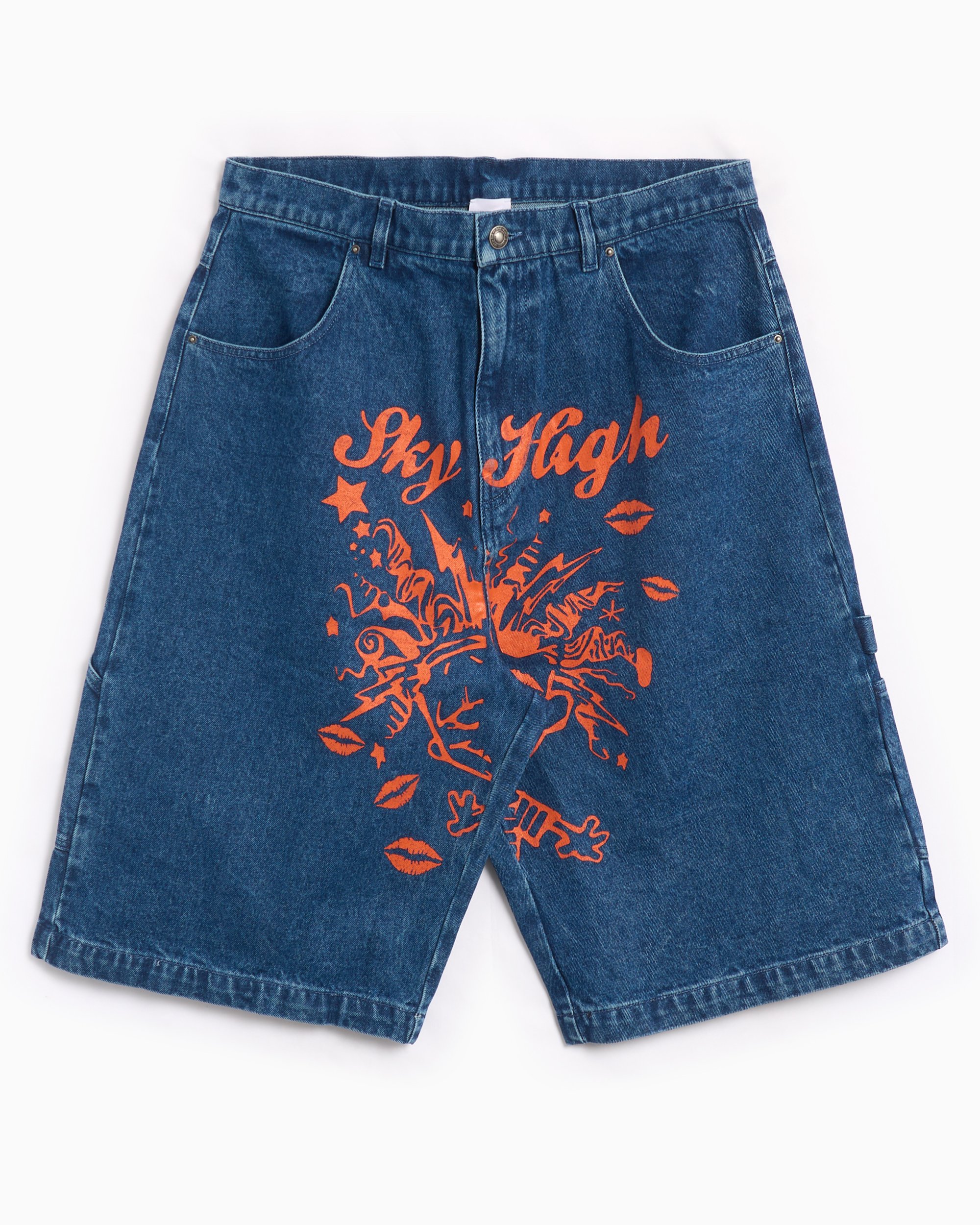 値頃 Sky High Farm Workwear Mindblown Unisex Print Denim Shorts パンツ