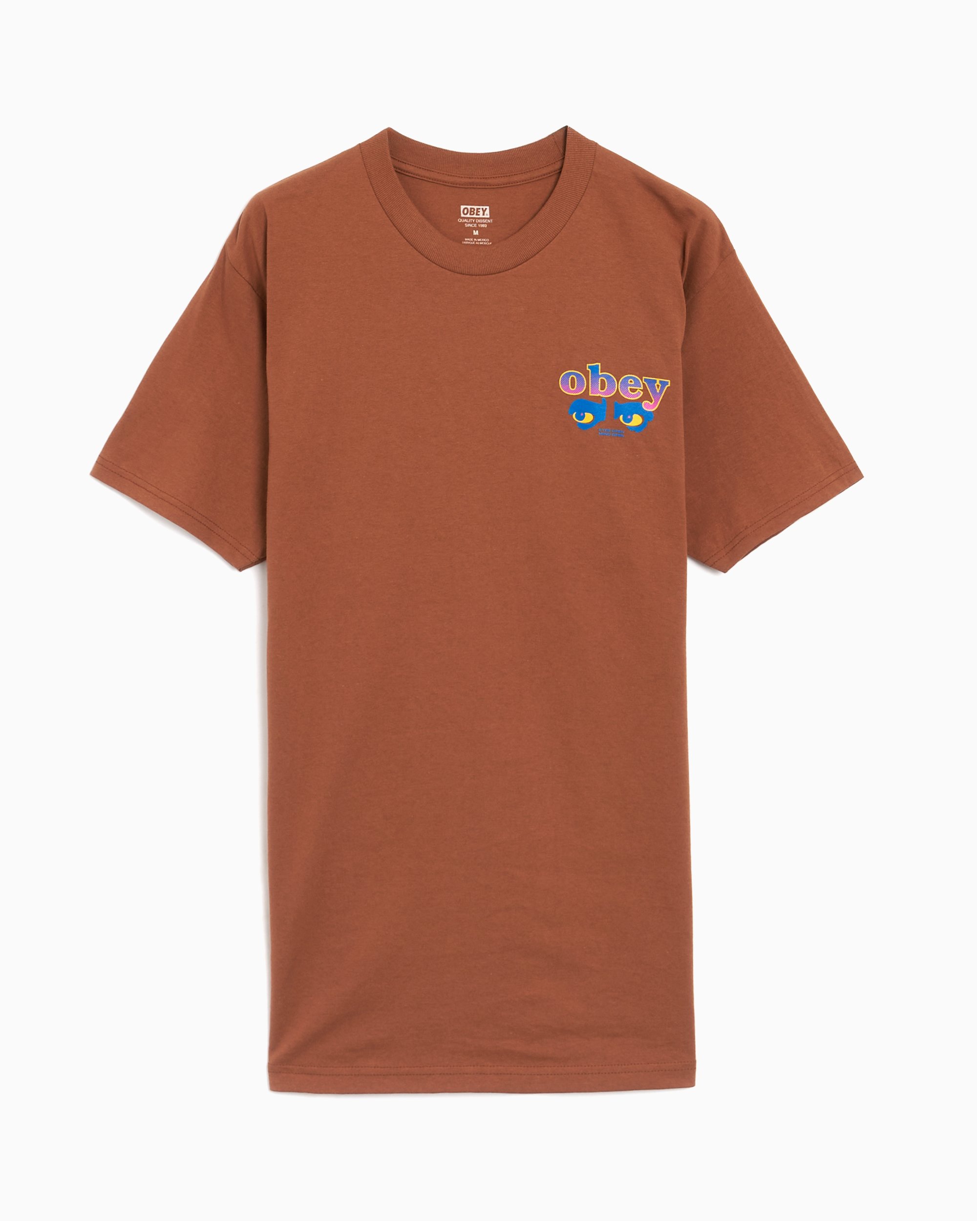 誠実 Obey Clothing OBEY Eyes 165263971 Brown T-Shirt Men's Open スケートボード