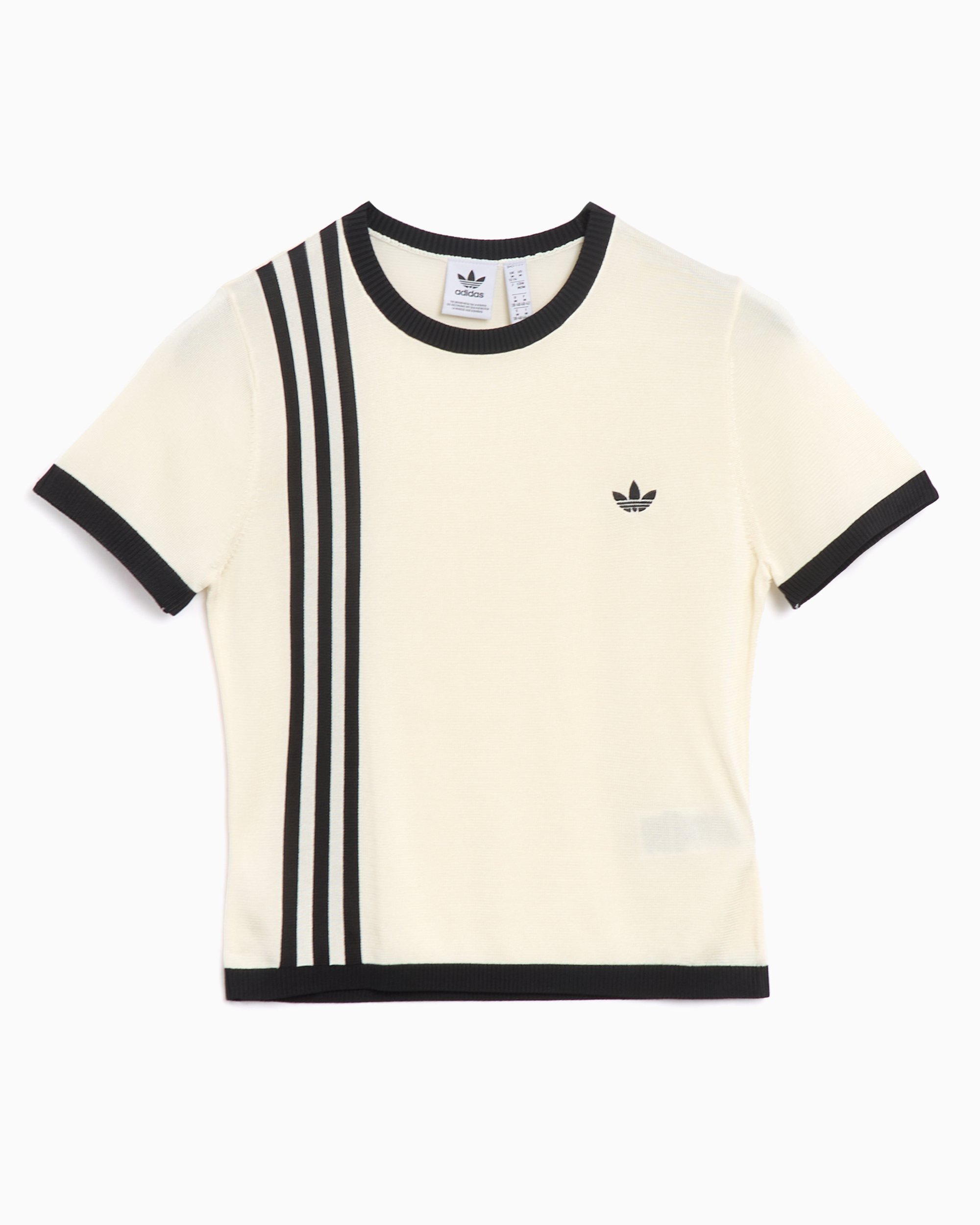 Tシャツ・カットソー ADIDAS KNITTED 3S SHORT TEE 5FT1693 adidas Knitted 3-Stripes Short Tee - White | adidas UAE