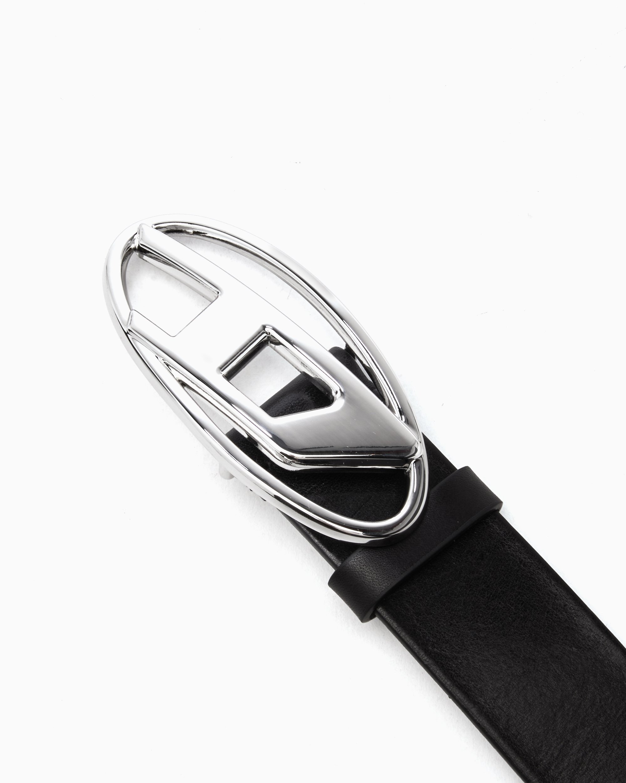 B-1DR: Leather Belt with silver D logo buckle | Diesel