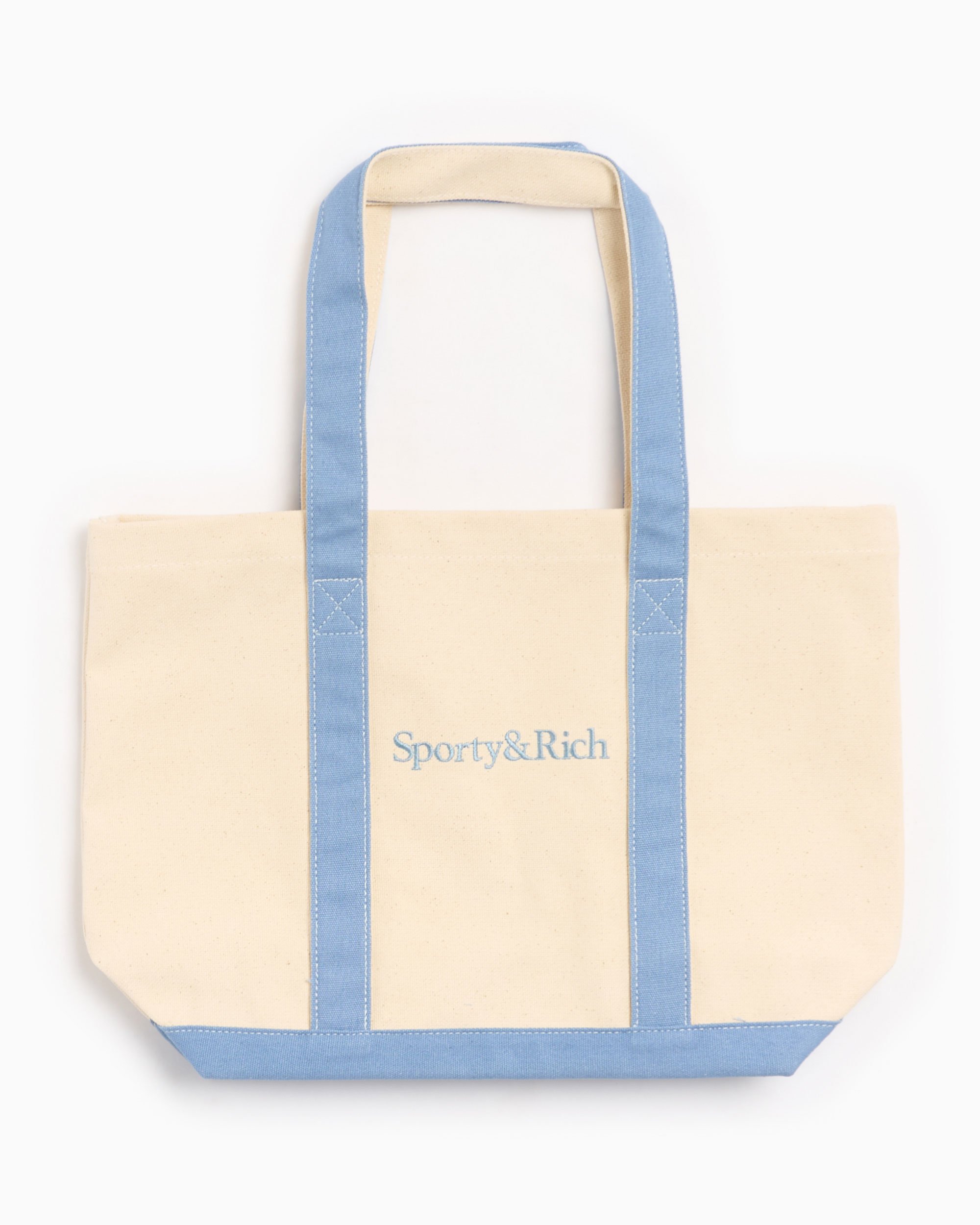 Sporty & Rich Serif Logo Two Tone Unisex Tote Bag Blue, White ...