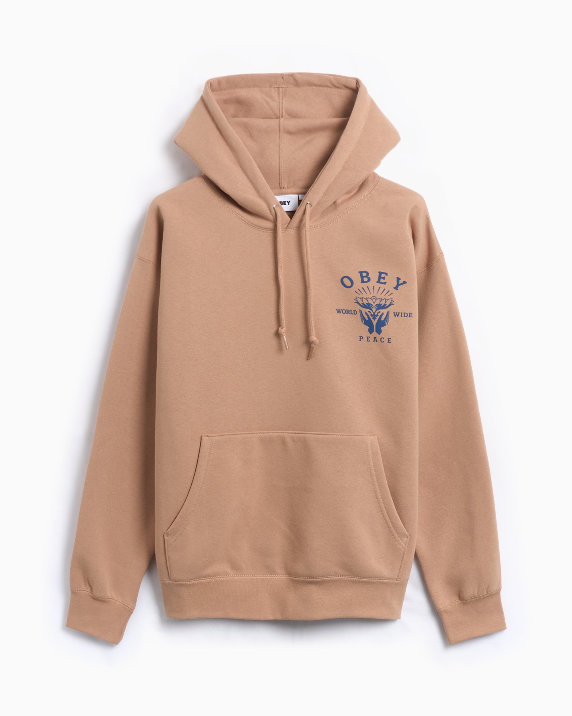 OBEY Clothing Obey Lotus Hands Men s Hoodie Beige 112843974 WTU FOOTDISTRICT