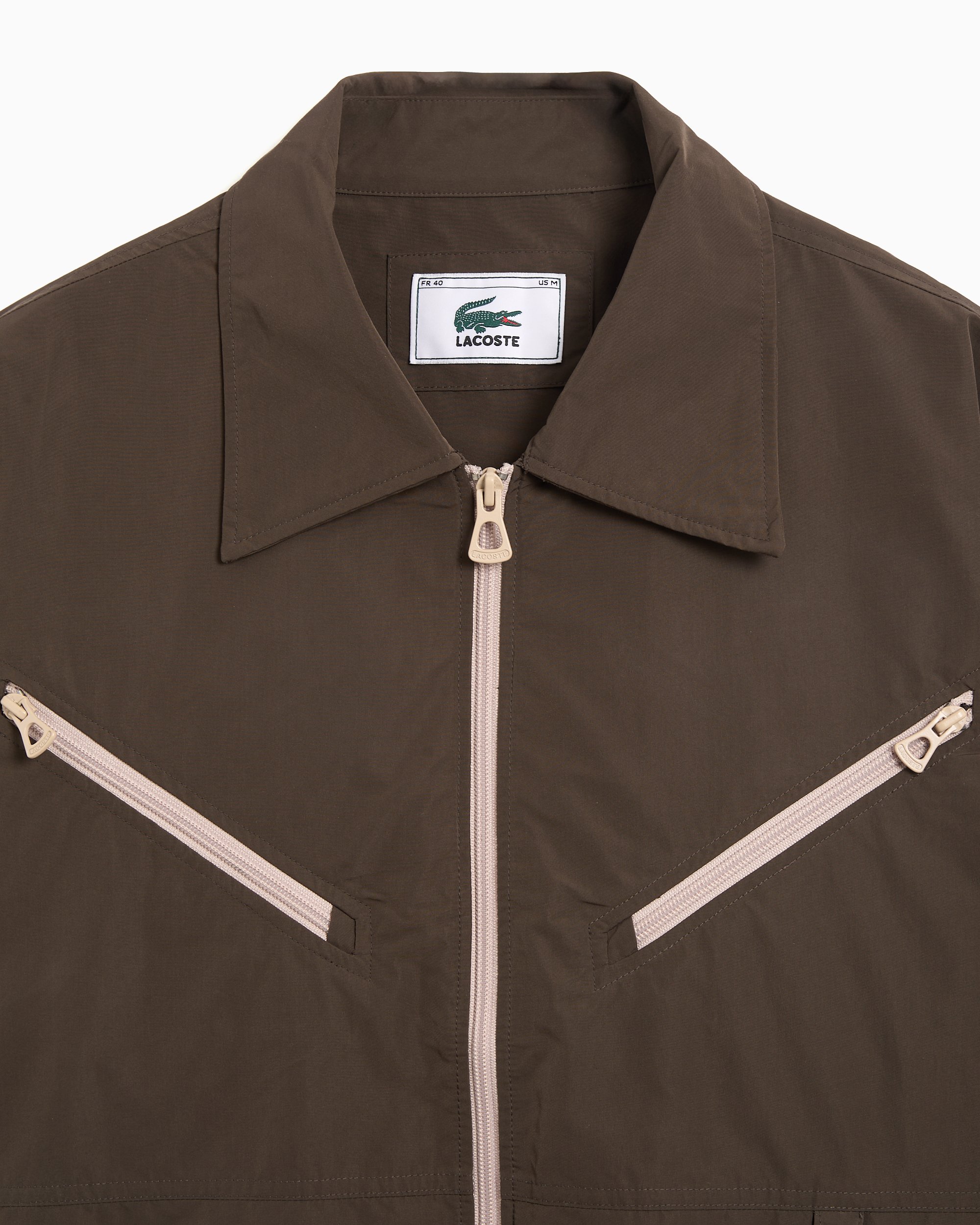 Lacoste Archive Edition Zipper Closure Oversize Men's Shirt Brown