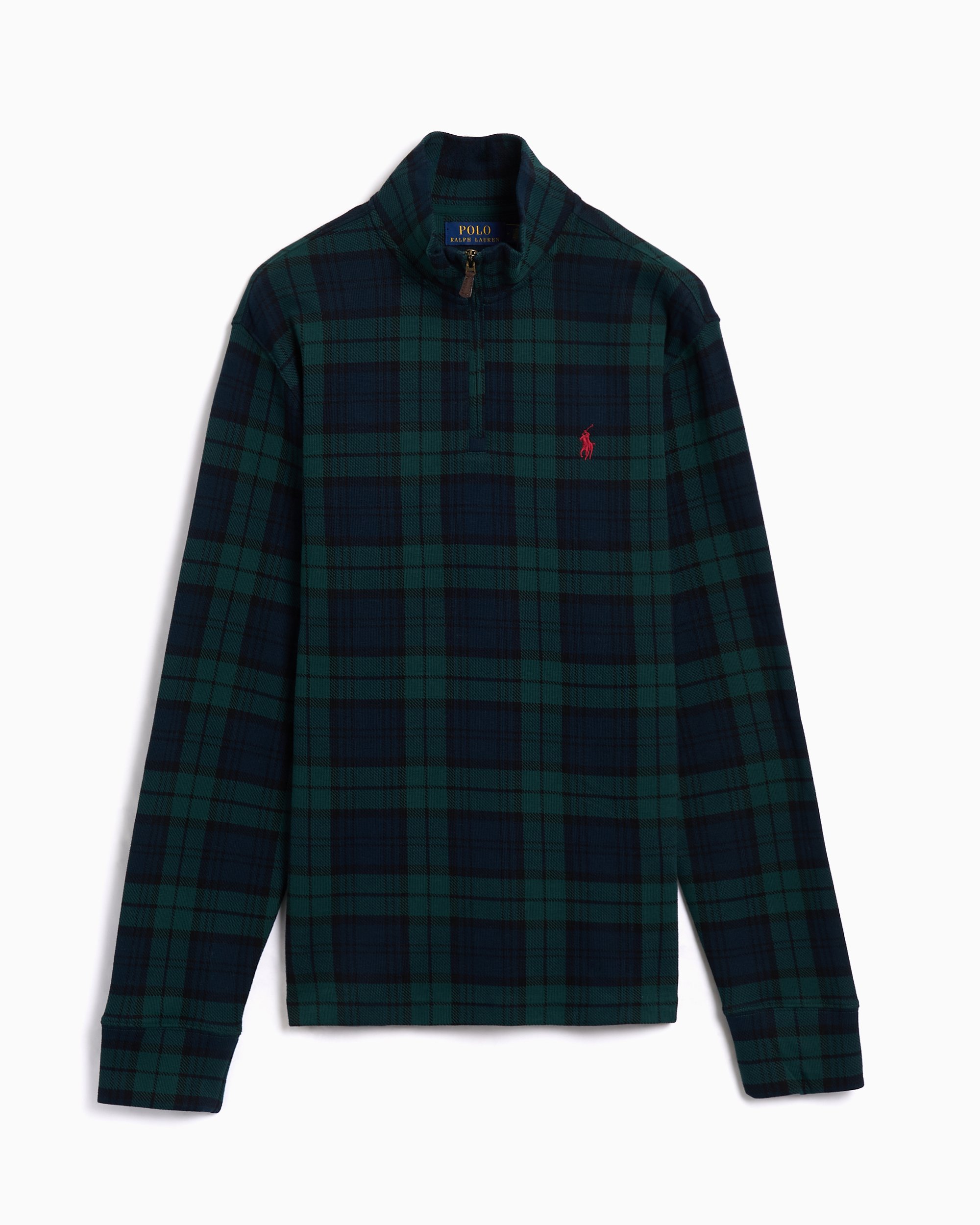 Polo Ralph Lauren Jacquard Plaid Men's Half Zip Sweatshirt Blue