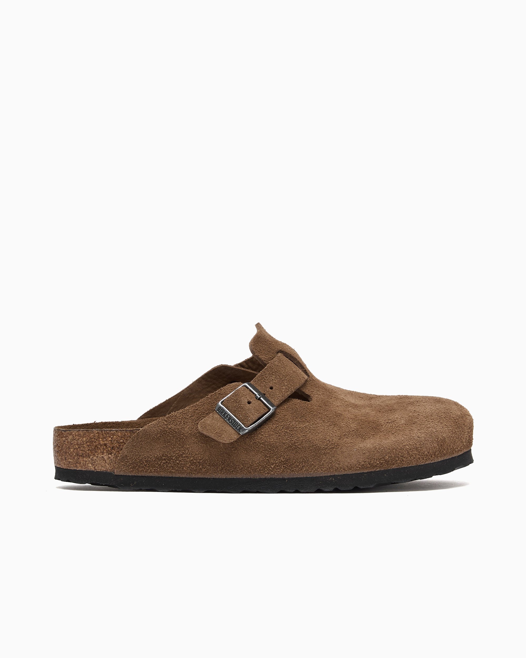 BIRKENSTOCK Boston Soft Foodbed Suede Leather Regular Marrone
