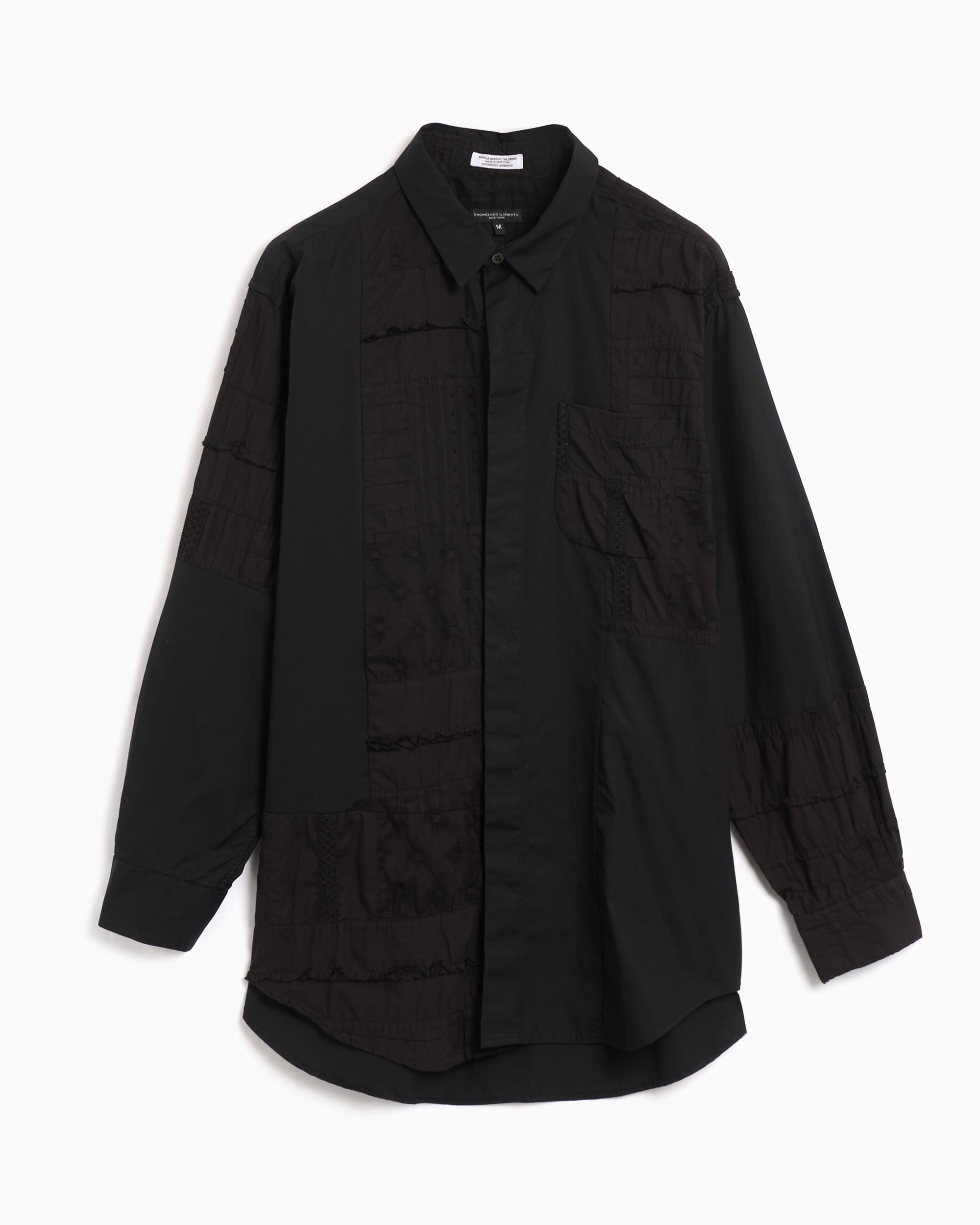 Engineered Garments Men s Combo Short Collar Shirt Noir 24F1A017 SW019 FOOTDISTRICT