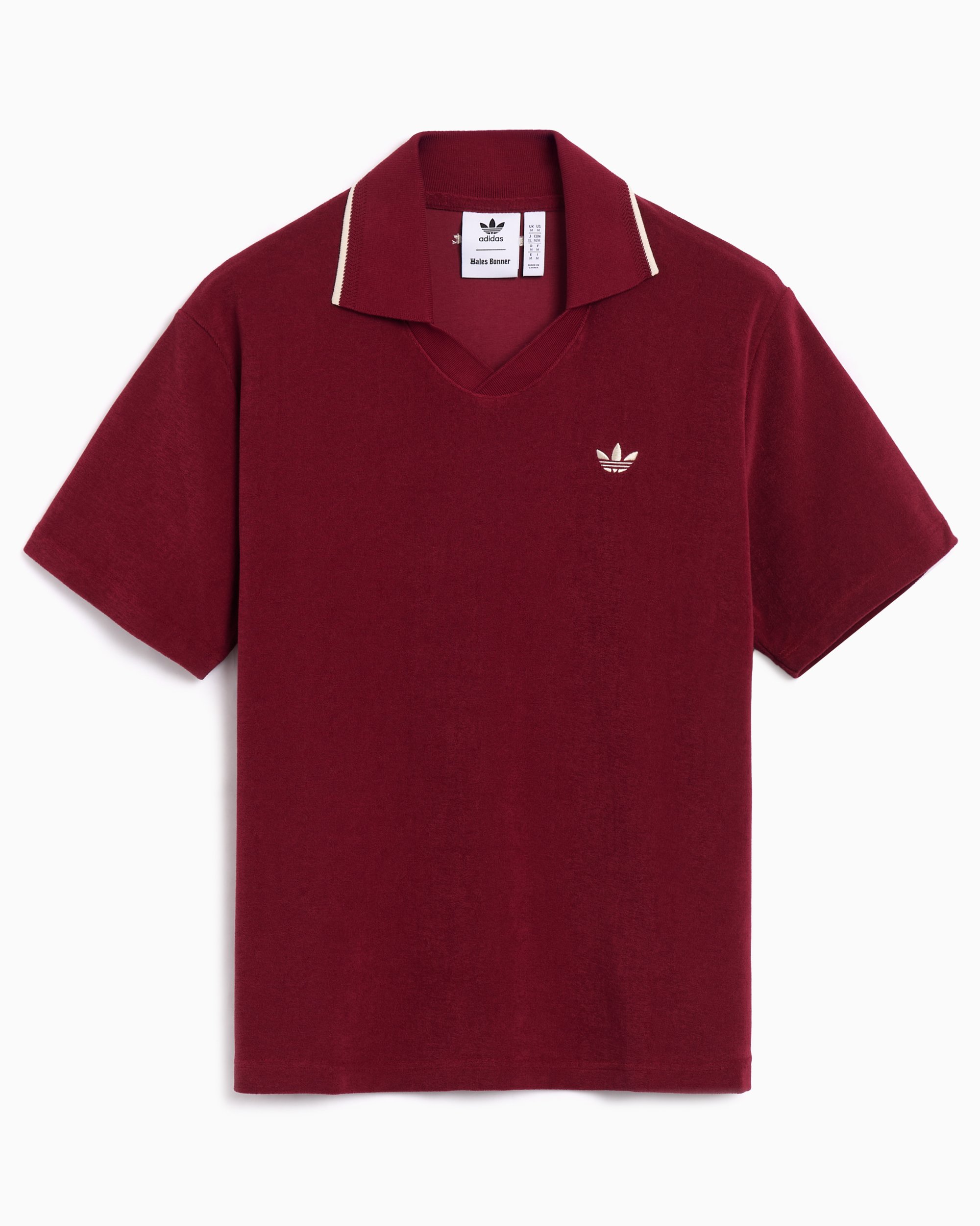 adidas Originals x Wales Bonner Terry Herren-Poloshirt Burgunder