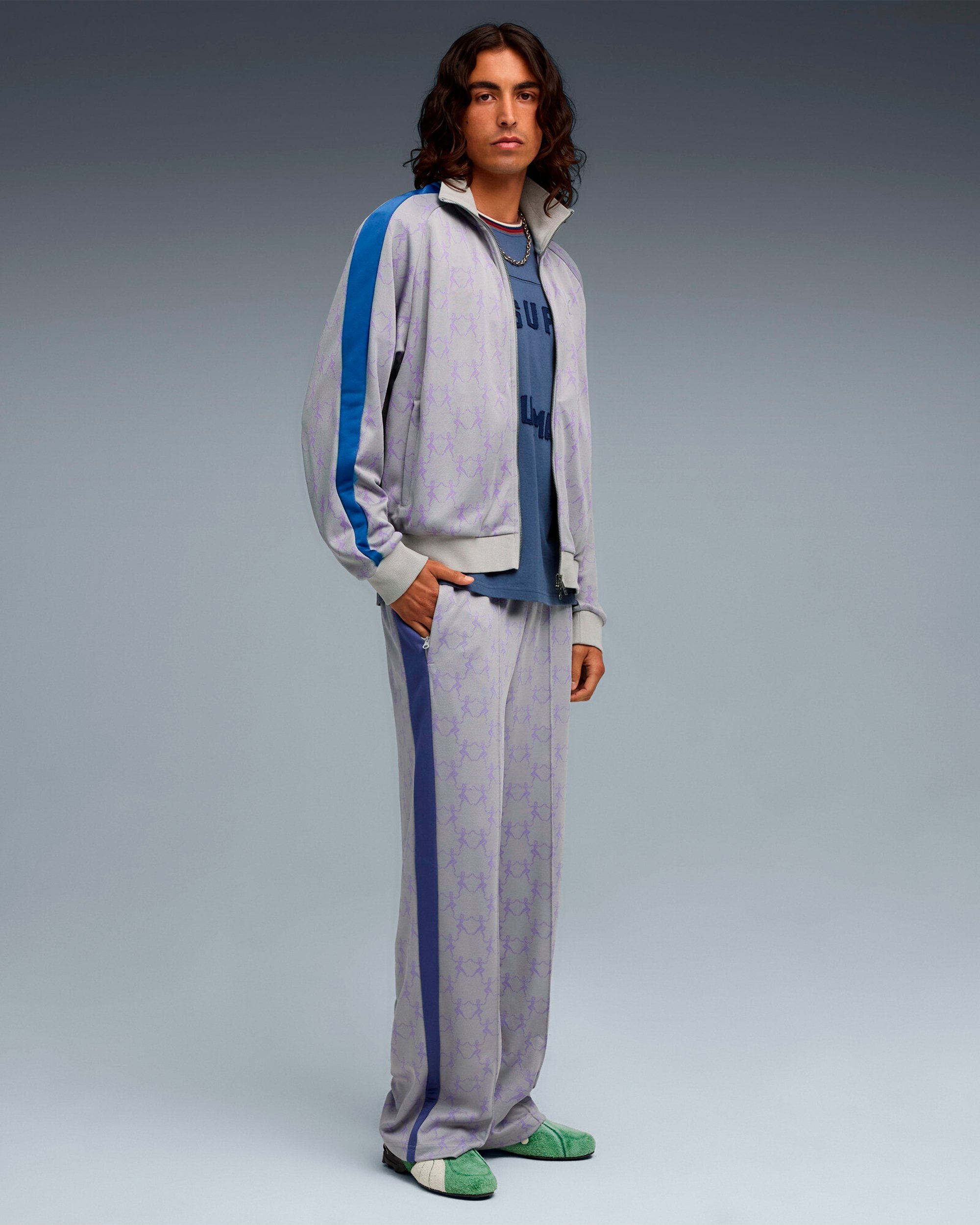 Puma x KidSuper T7 Graphic Relaxed Men's Track Jacket Gray 632373