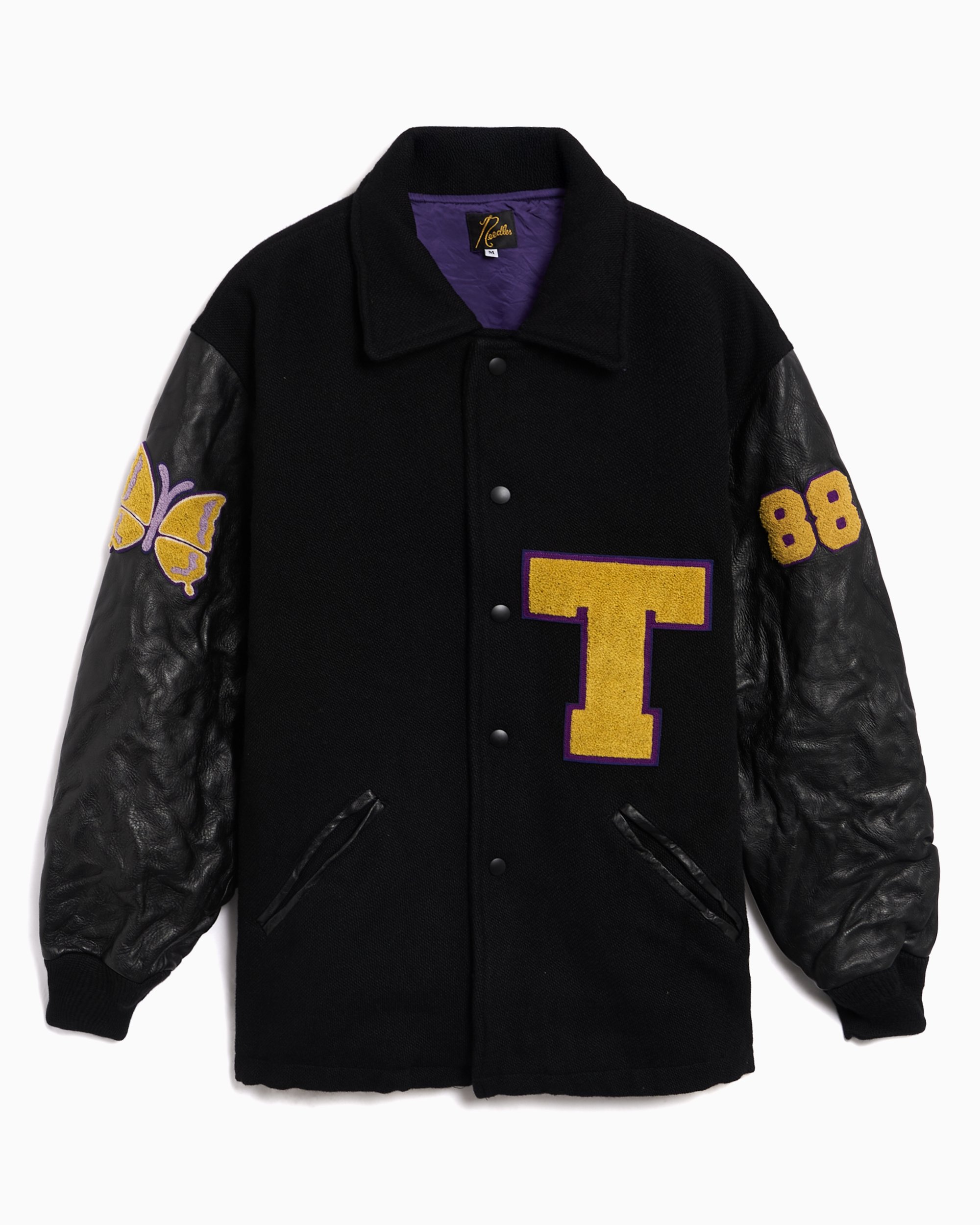 AMIIIIYZERR着用 Needles varsity jacket Needles Lettered Graphic Relaxed Men's Varsity Jacket Black RW170