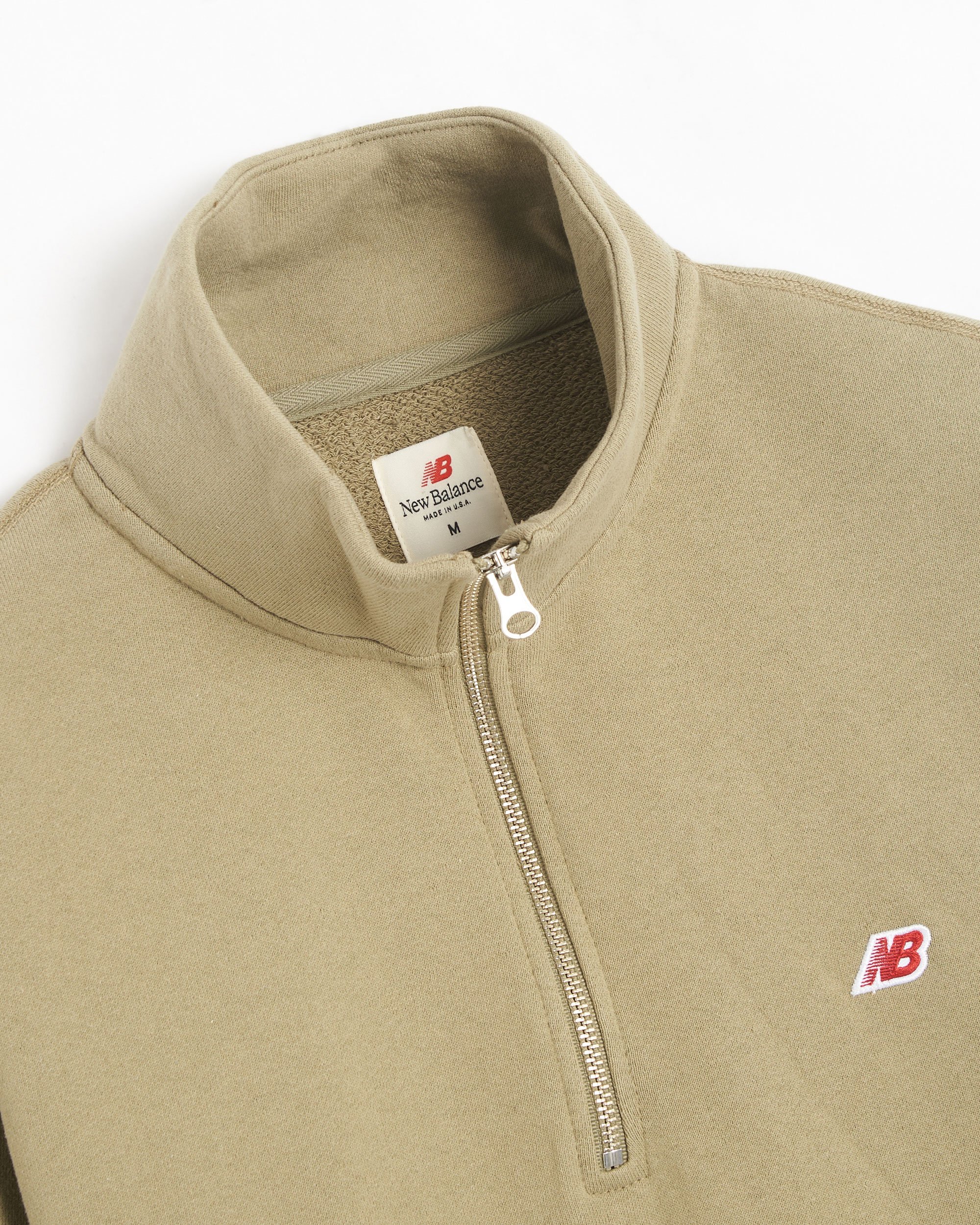 New Balance Made in USA Unisex Quarter Zip Sweatshirt Beige MT33544 TCO FOOTDISTRICT