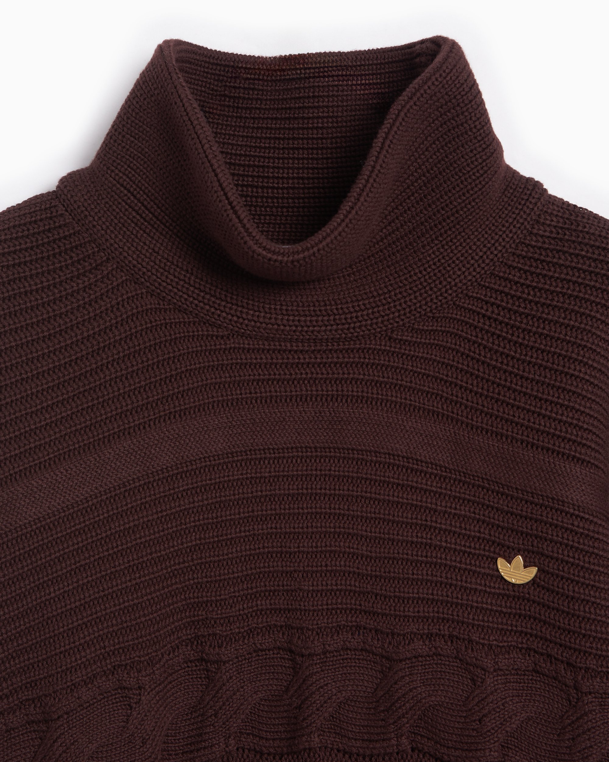 adidas Originals Women s Premium Oversized Knit Turtleneck Sweater Braun IX0966 FOOTDISTRICT