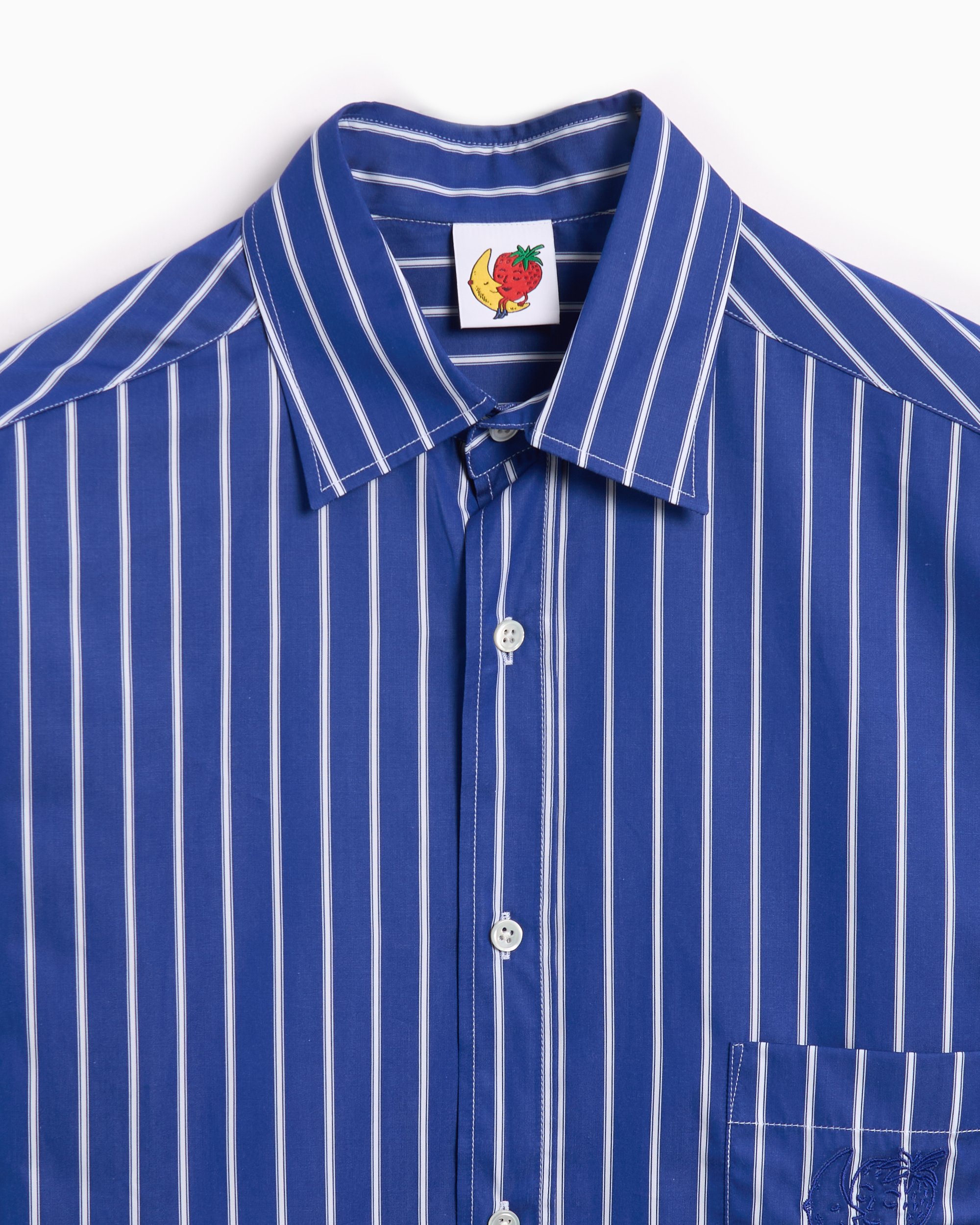 Sky High Farm Workwear Unisex Striped Button Down Shirt Blue