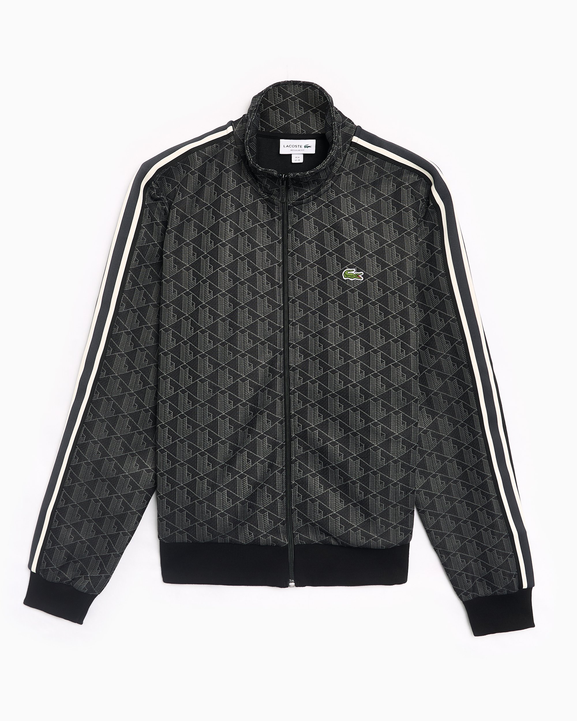 Lacoste Men s Monogram Jacquard Zip Sweatshirt Nero SH1368 00 4PC FOOTDISTRICT