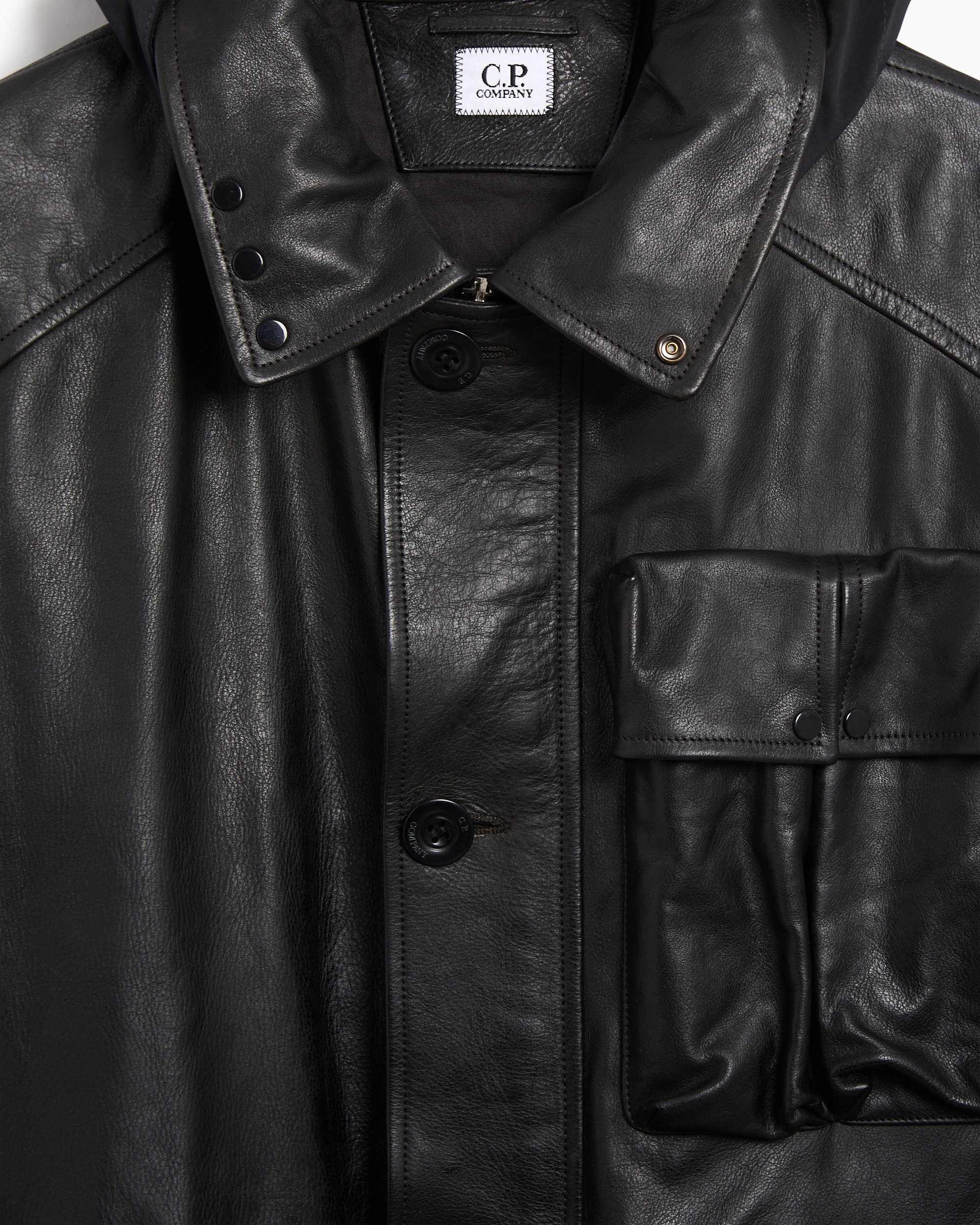 CP Company Mille Men's Leather Jacket Black