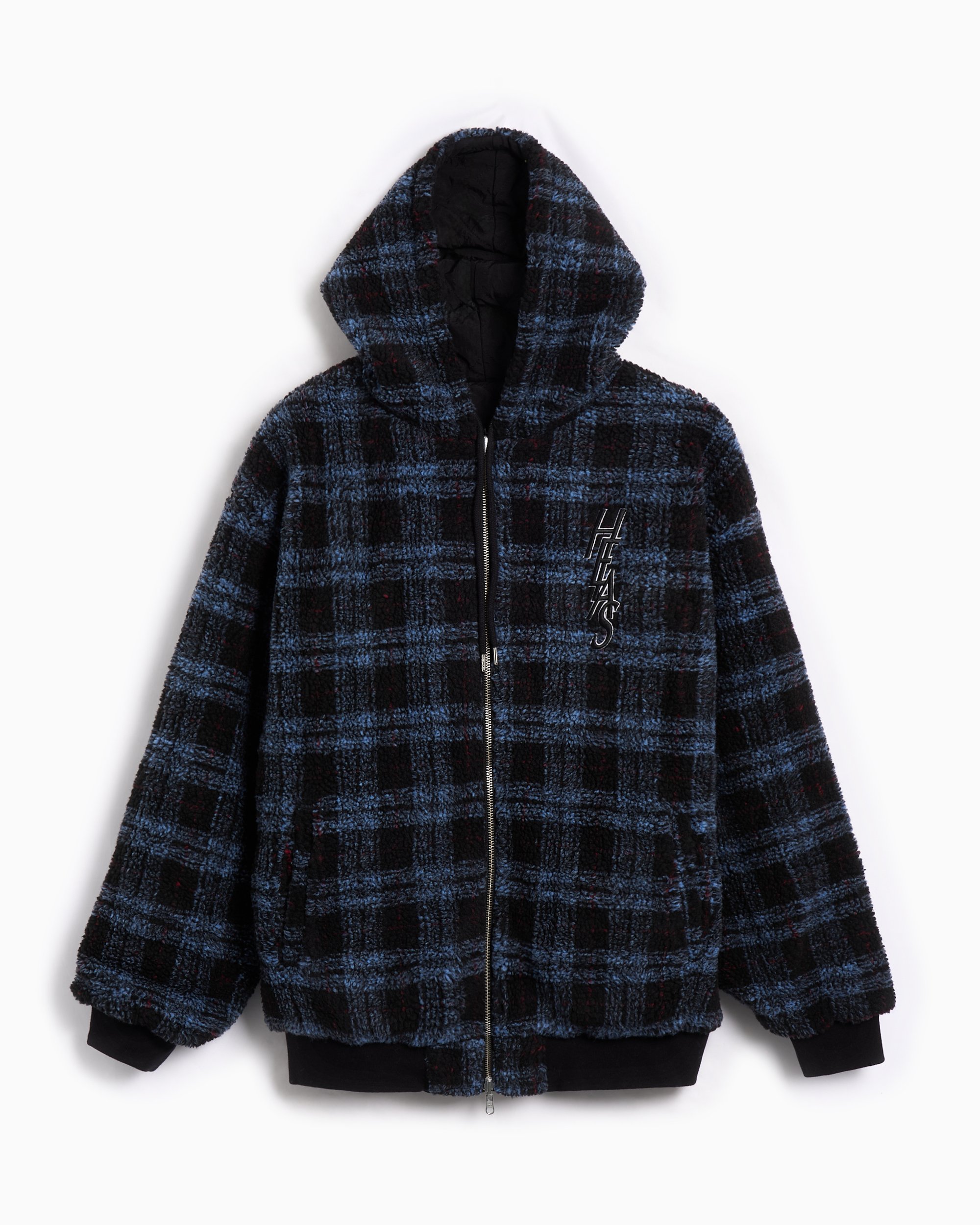 Hélas. Ocaro Plaid Relaxed Men's Zip-Up Sweatshirt Blue