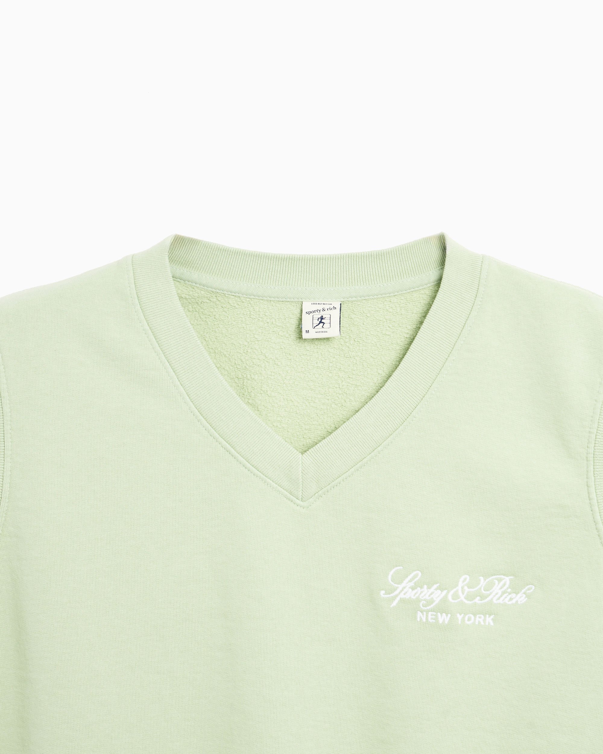 Sporty & Rich Vendome Embroidered Unisex V-Neck Vest Green Sporty & Rich Vendome Embroidered Unisex V-Neck Vest Green